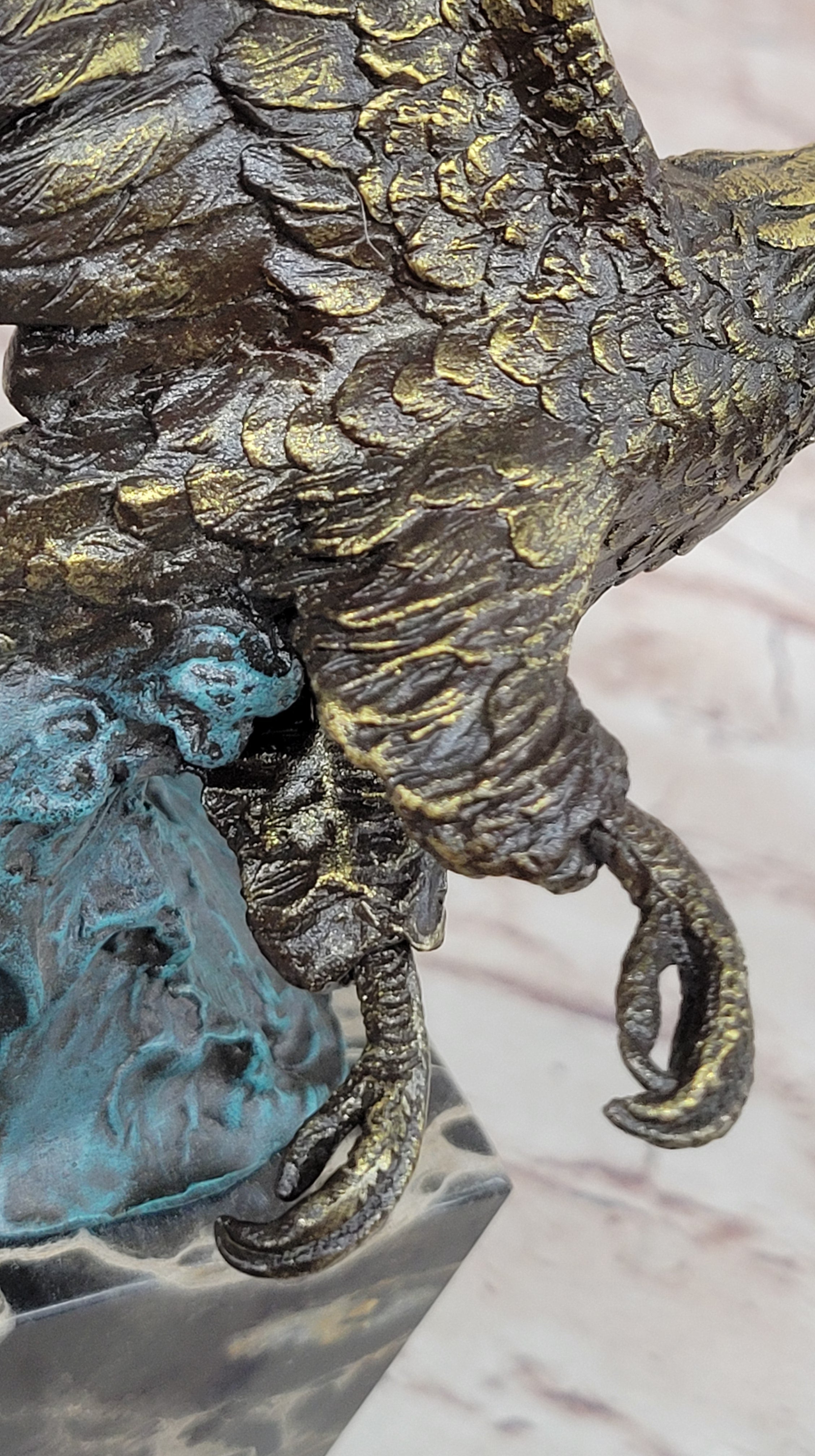 Art Deco Multi Color Patina American Bald Eagle Classic Bronze Statue Artwork