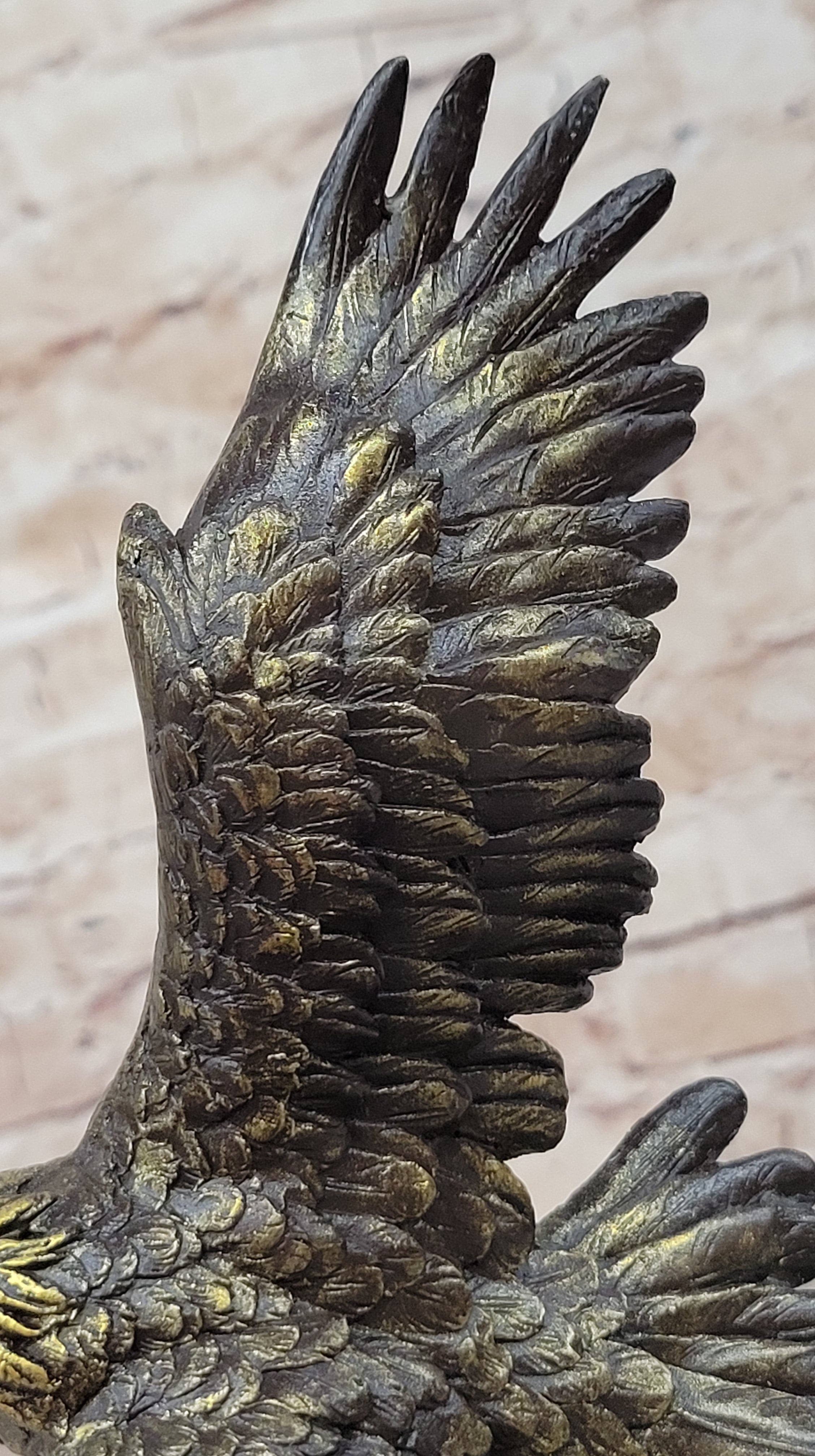 Art Deco Multi Color Patina American Bald Eagle Classic Bronze Statue Artwork