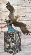 Art Deco Multi Color Patina American Bald Eagle Classic Bronze Statue Artwork