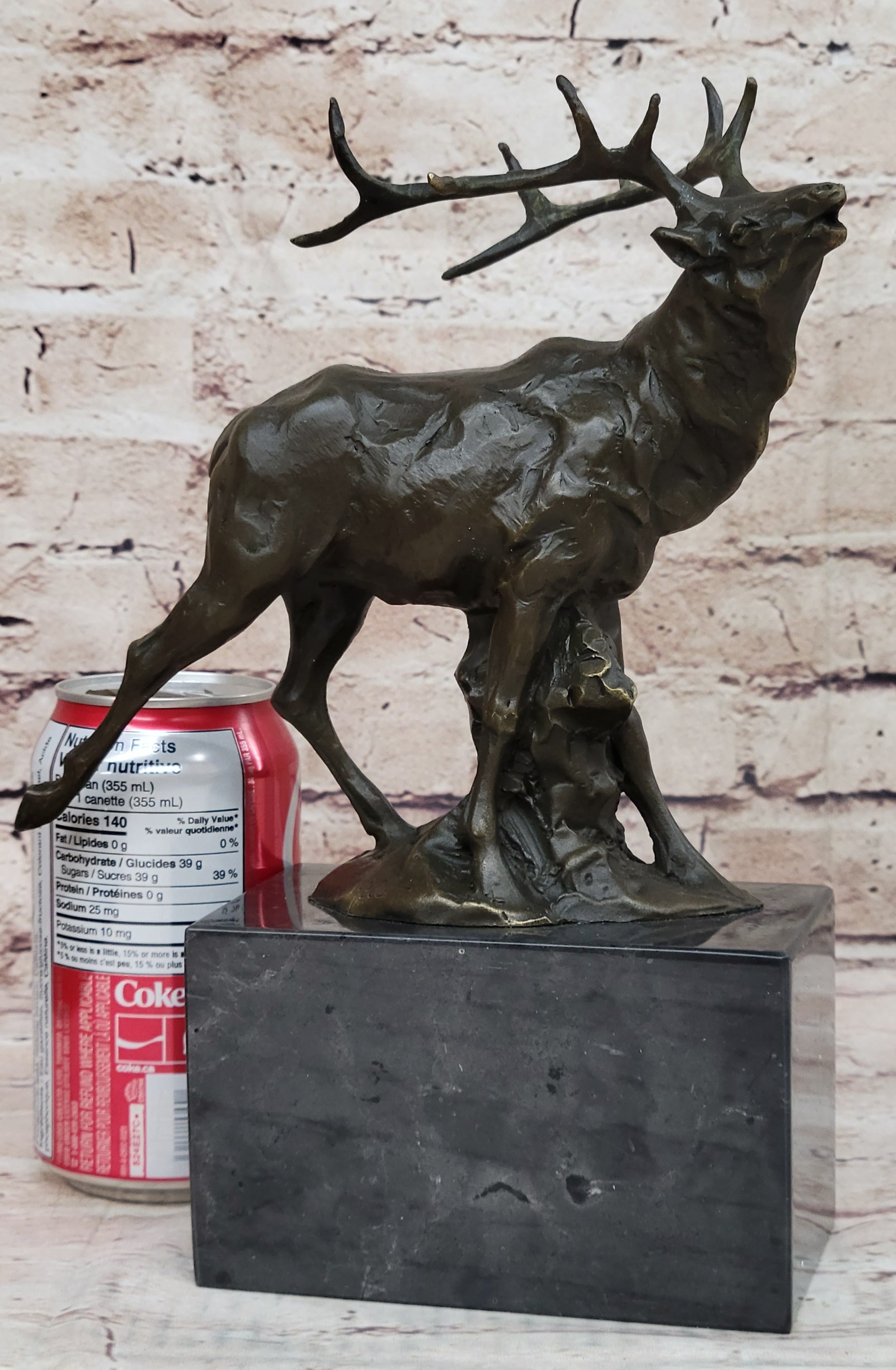 Signed Original Male Elk Mountain Deer Caribou Hunter Bronze Sculpture Art Decor