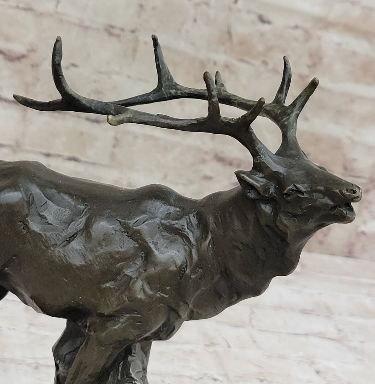 Signed Original Male Elk Mountain Deer Caribou Hunter Bronze Sculpture Art Decor