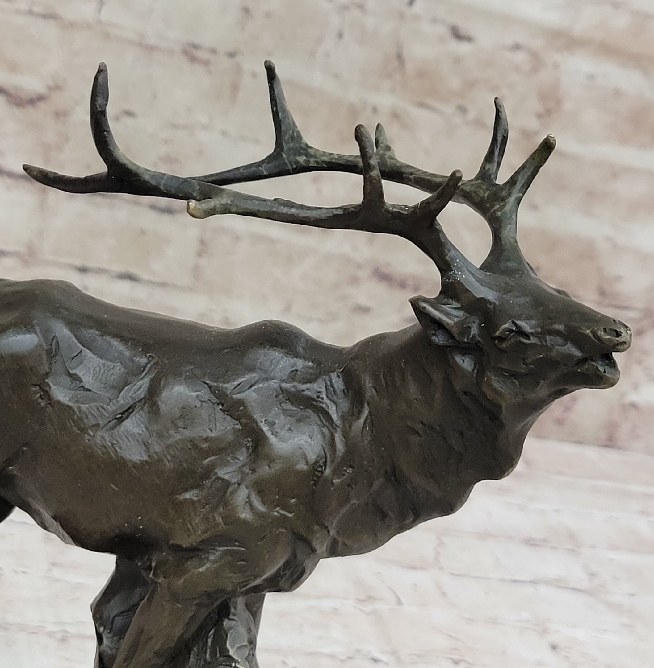 Signed Original Male Elk Mountain Deer Caribou Hunter Bronze Sculpture Art Decor