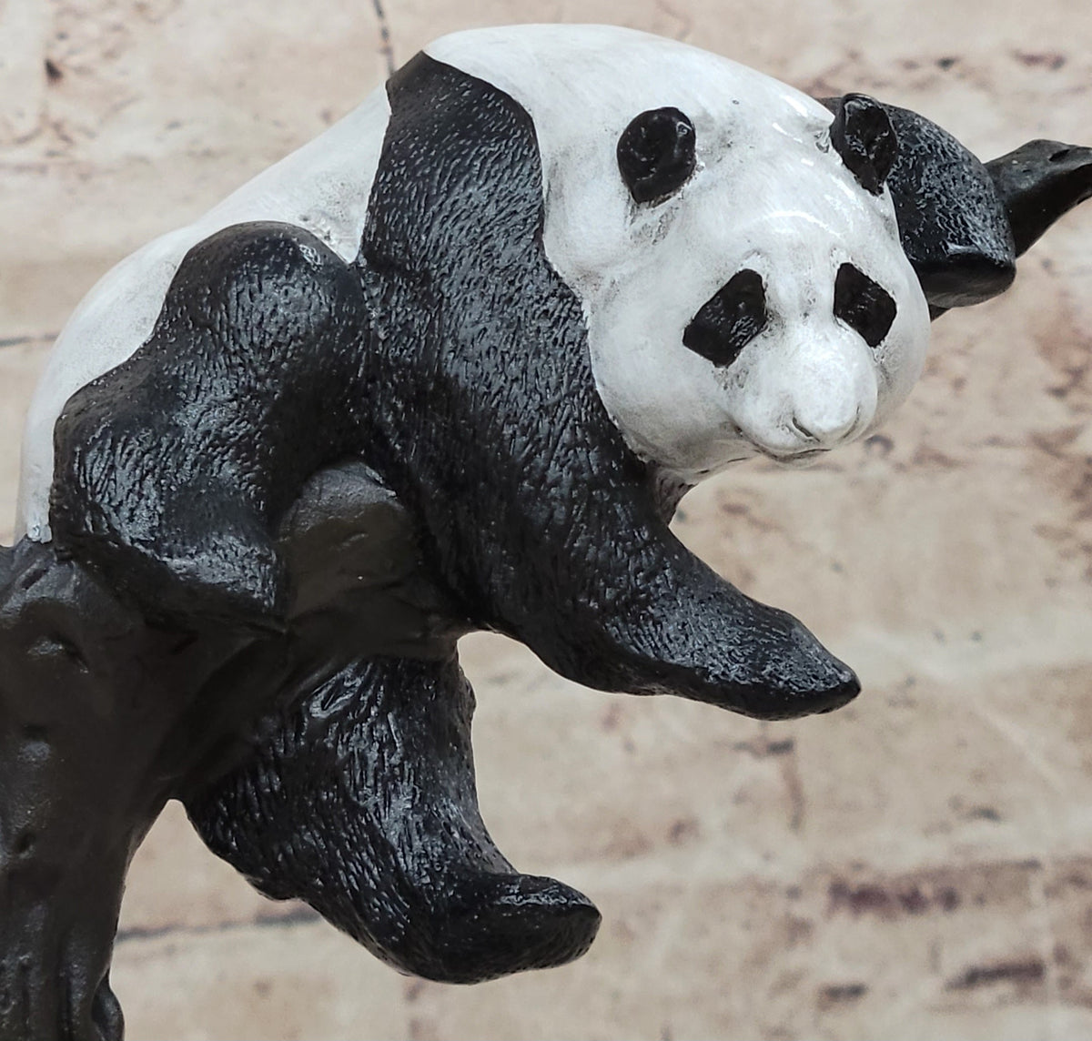 Bronze Panda Bear Sculpture on Marble Base; Unique Wildlife Art Dcor by Milo