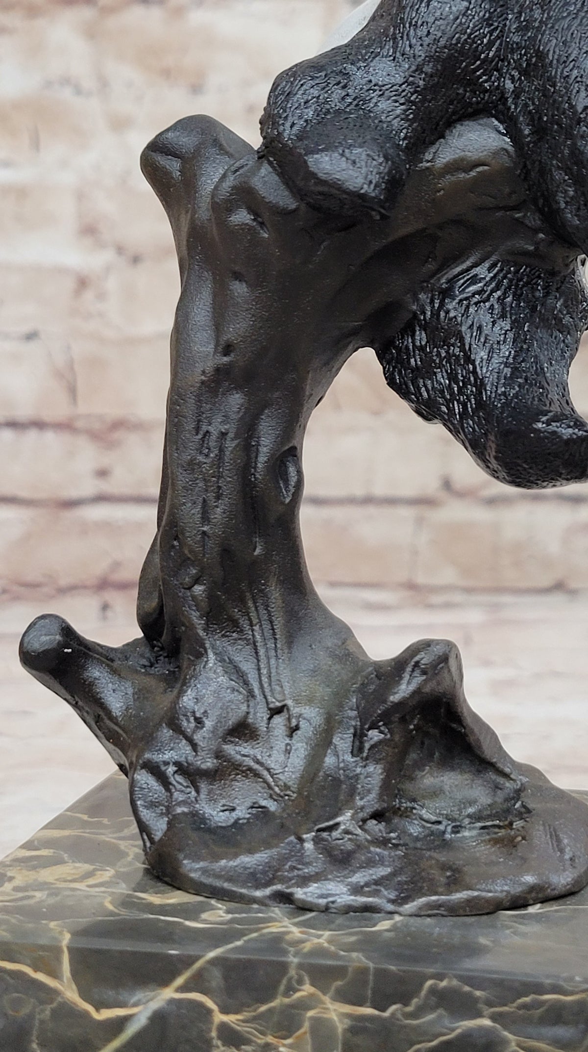 Bronze Panda Bear Sculpture on Marble Base; Unique Wildlife Art Dcor by Milo
