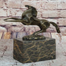Abstract Modern Contemporary Horse Figurine Bronze Sculpture on Marble Base