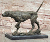 Dog Following Scent Bronze Sculpture Statue Figure on Marble Base Signed Milo