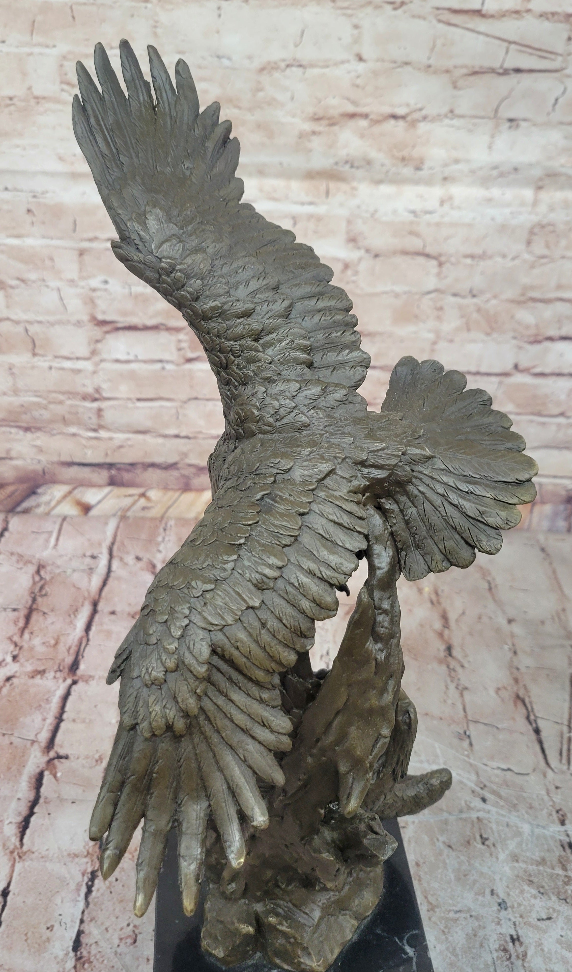 Two American Bald Eagles Fighting Bronze Sculpture Statue Decor Signed Original Art