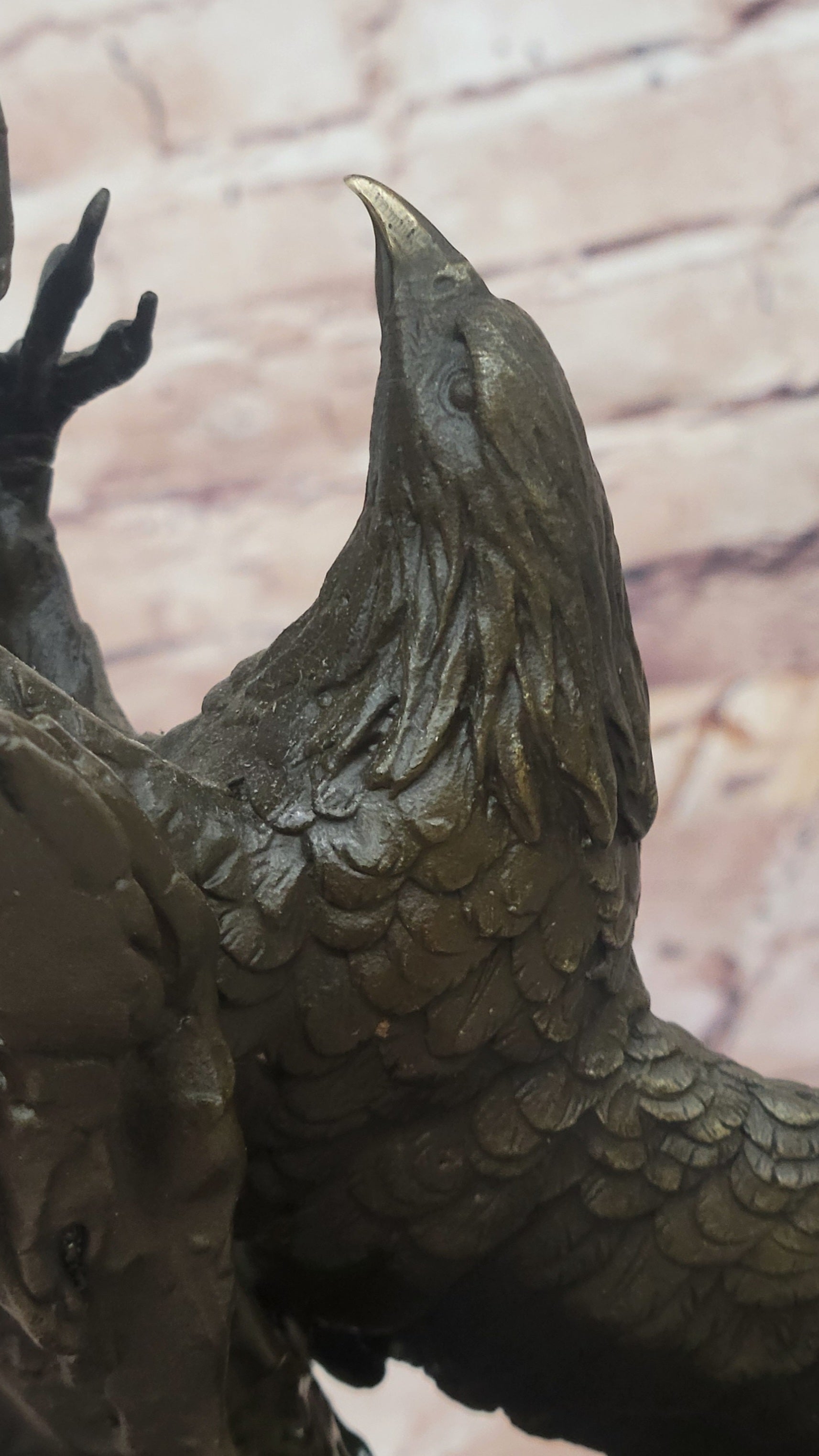 Two American Bald Eagles Fighting Bronze Sculpture Statue Decor Signed Original Art