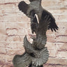 Two American Bald Eagles Fighting Bronze Sculpture Statue Decor Signed Original Art