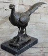 Pheasant Bronze Sculpture Grouse Hunter Wildlife Lodge Art Marble Bird Statue