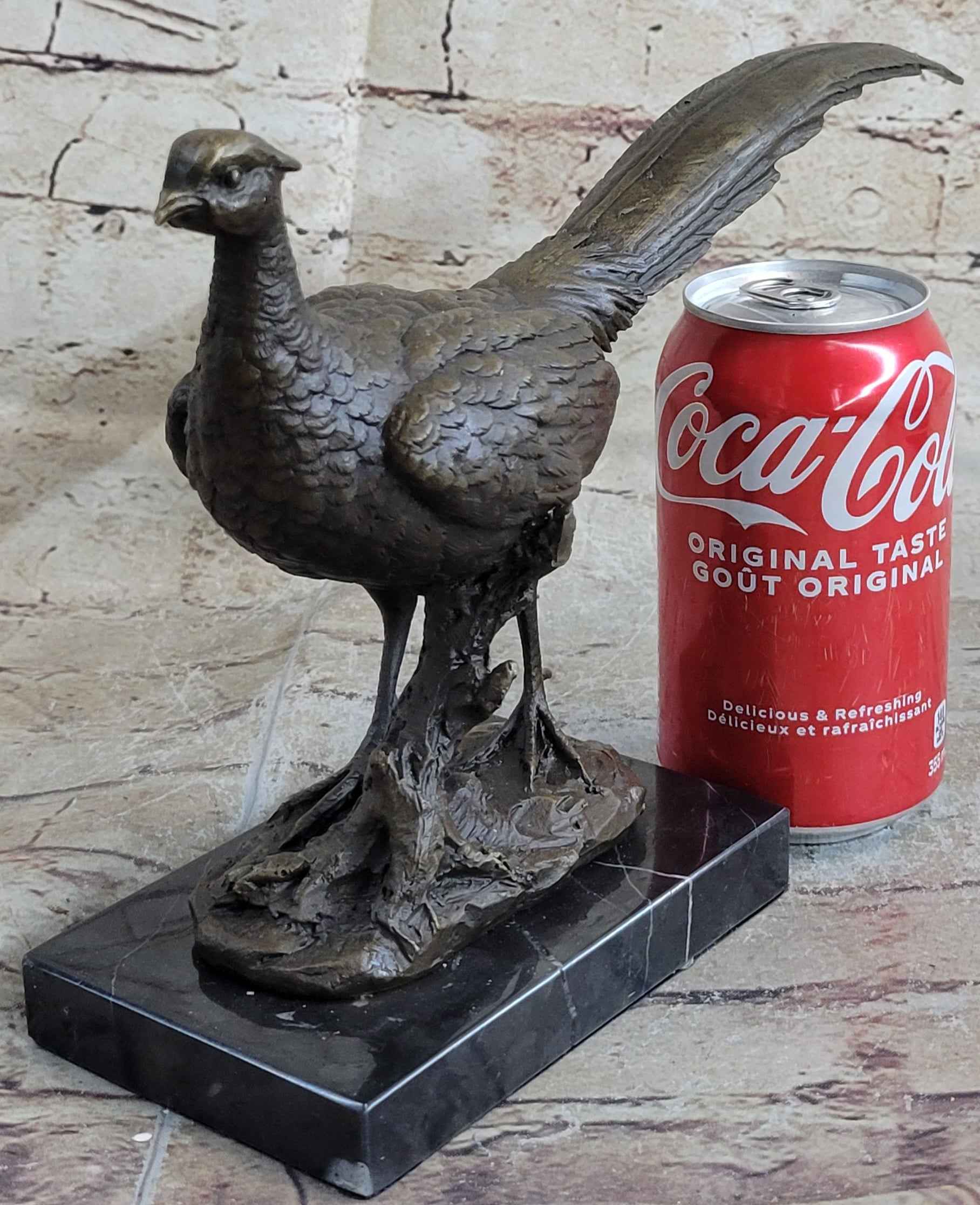 Pheasant Bronze Sculpture Grouse Hunter Wildlife Lodge Art Marble Bird Statue