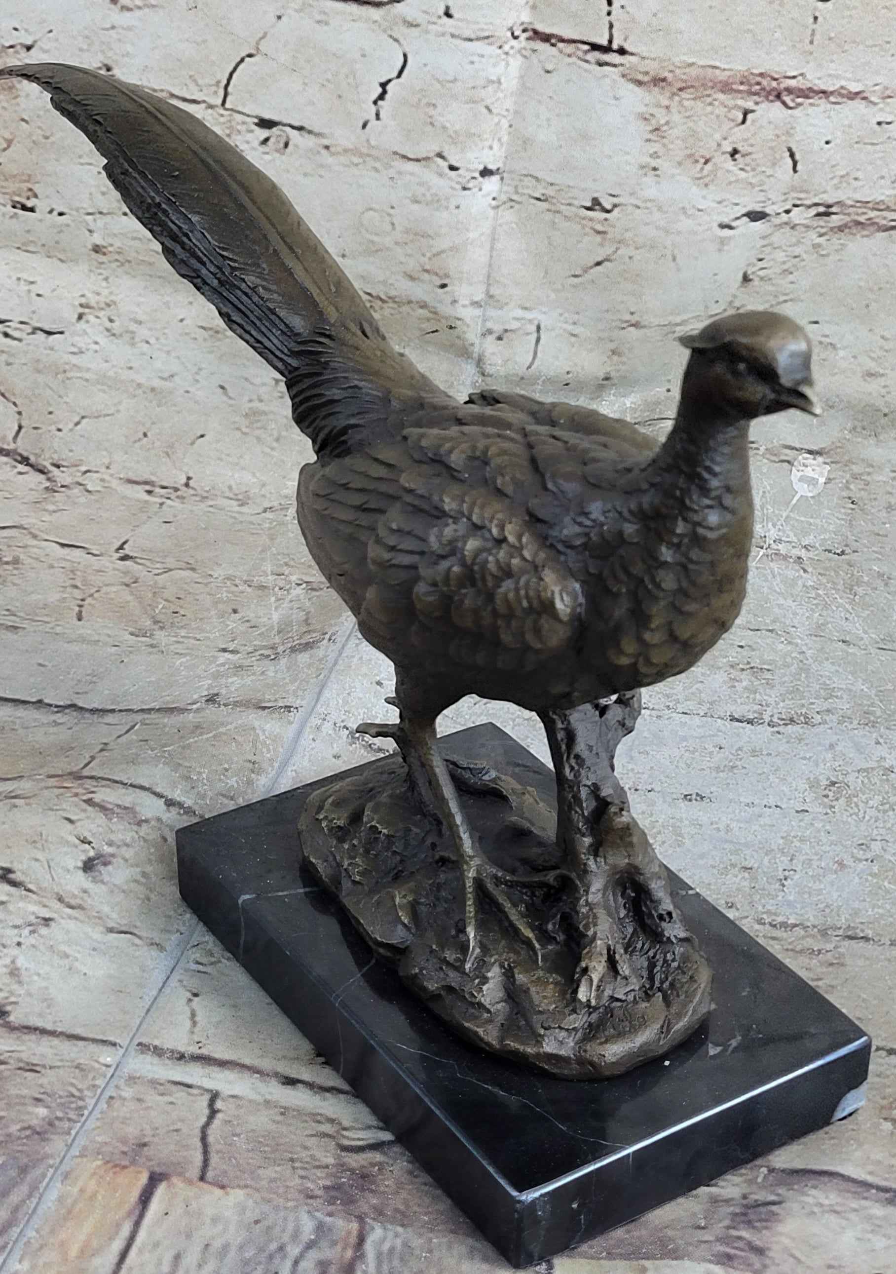 Pheasant Bronze Sculpture Grouse Hunter Wildlife Lodge Art Marble Bird Statue