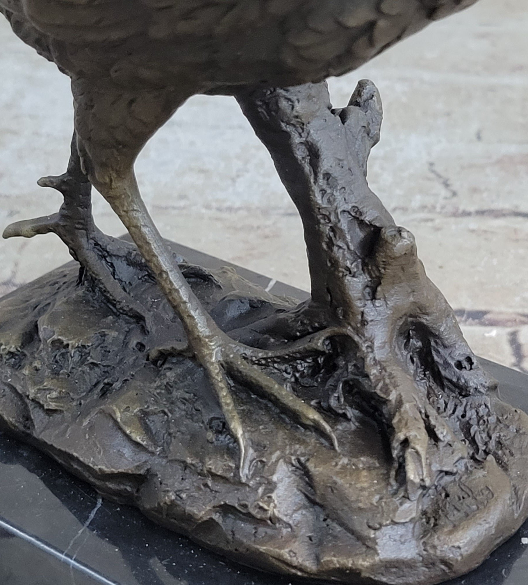 Pheasant Bronze Sculpture Grouse Hunter Wildlife Lodge Art Marble Bird Statue