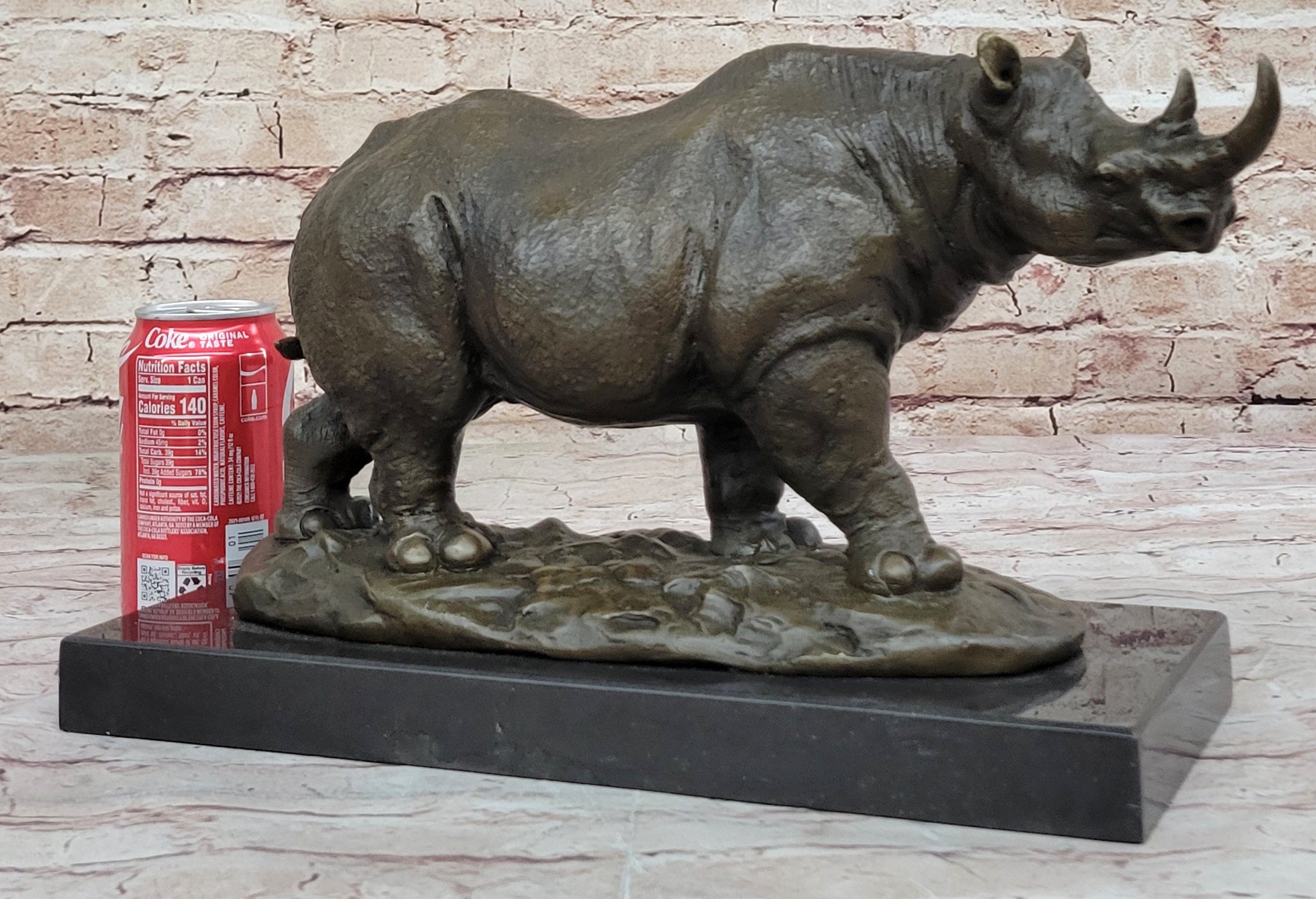 Rhinoceros Rhino Safari Wildlife Bronze Sculpture Statue Original Signed Art