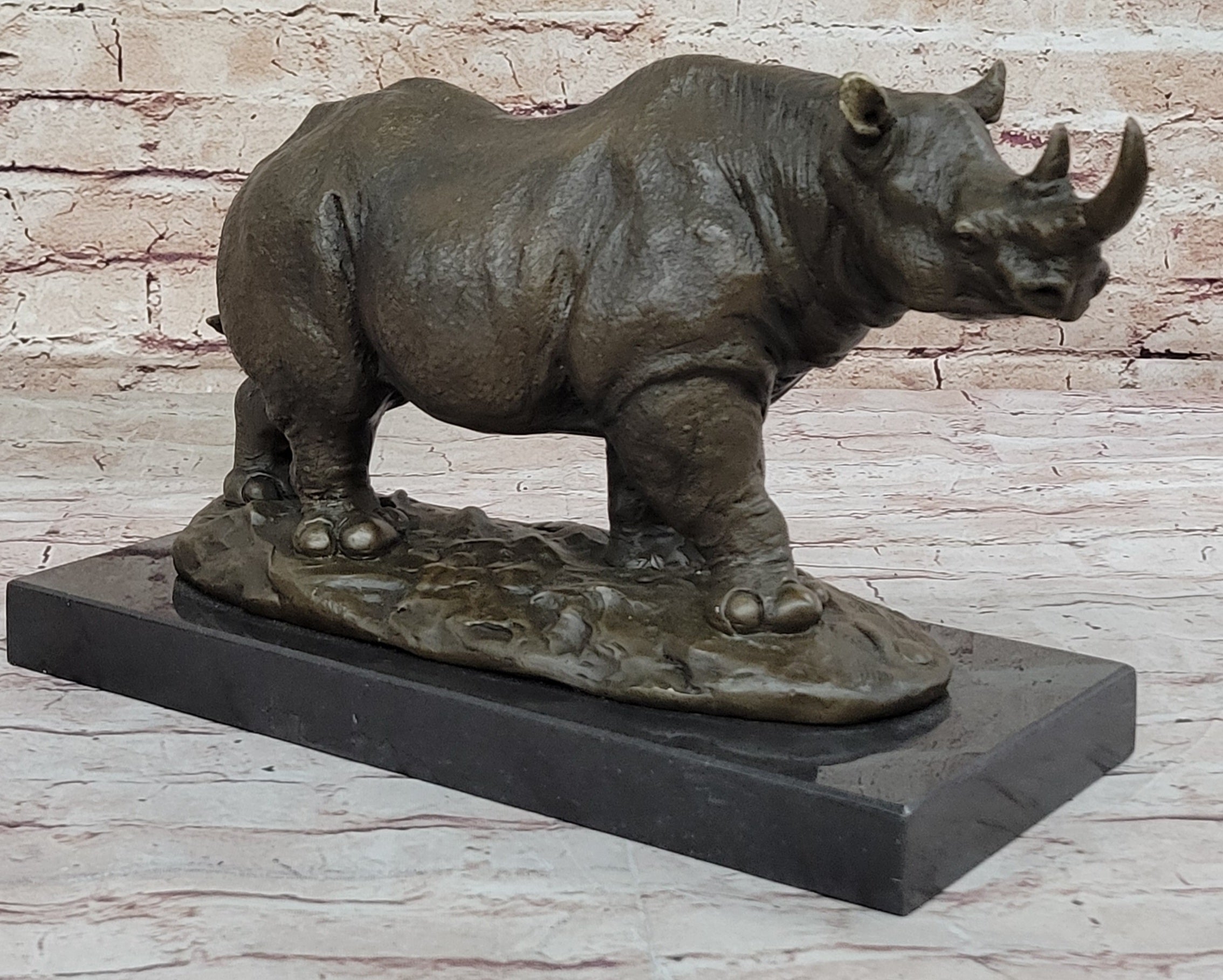 Rhinoceros Rhino Safari Wildlife Bronze Sculpture Statue Original Signed Art