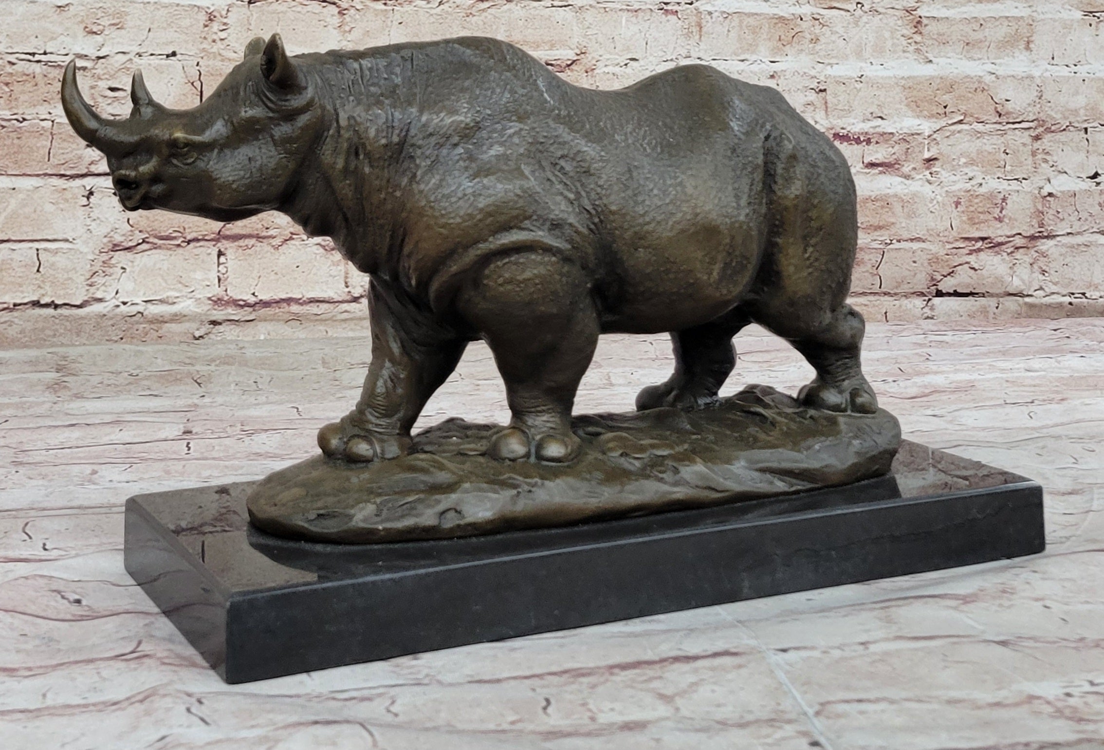 Rhinoceros Rhino Safari Wildlife Bronze Sculpture Statue Original Signed Art