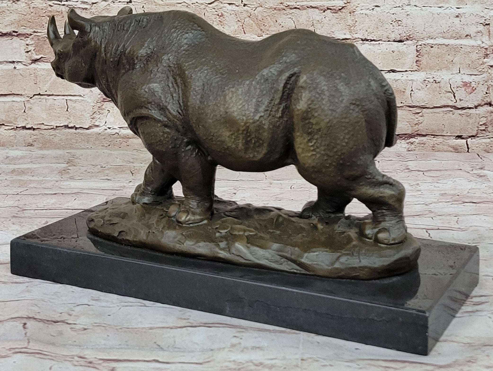 Rhinoceros Rhino Safari Wildlife Bronze Sculpture Statue Original Signed Art