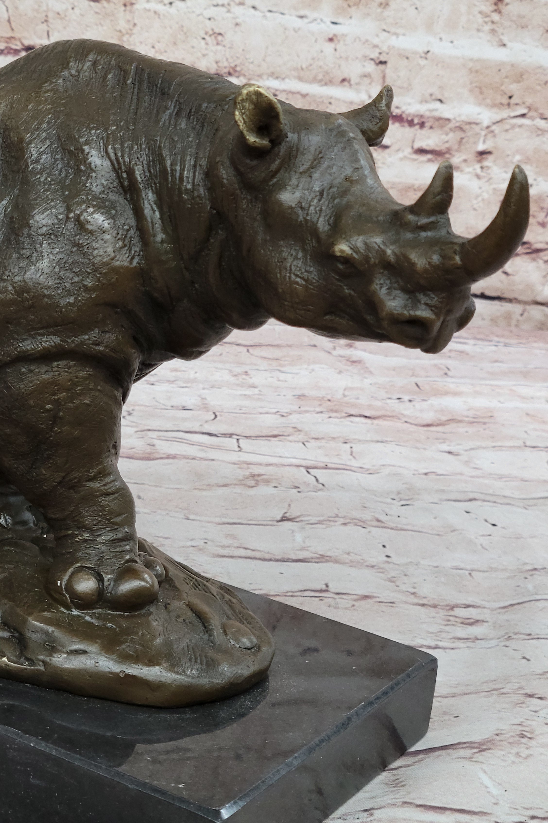 Rhinoceros Rhino Safari Wildlife Bronze Sculpture Statue Original Signed Art