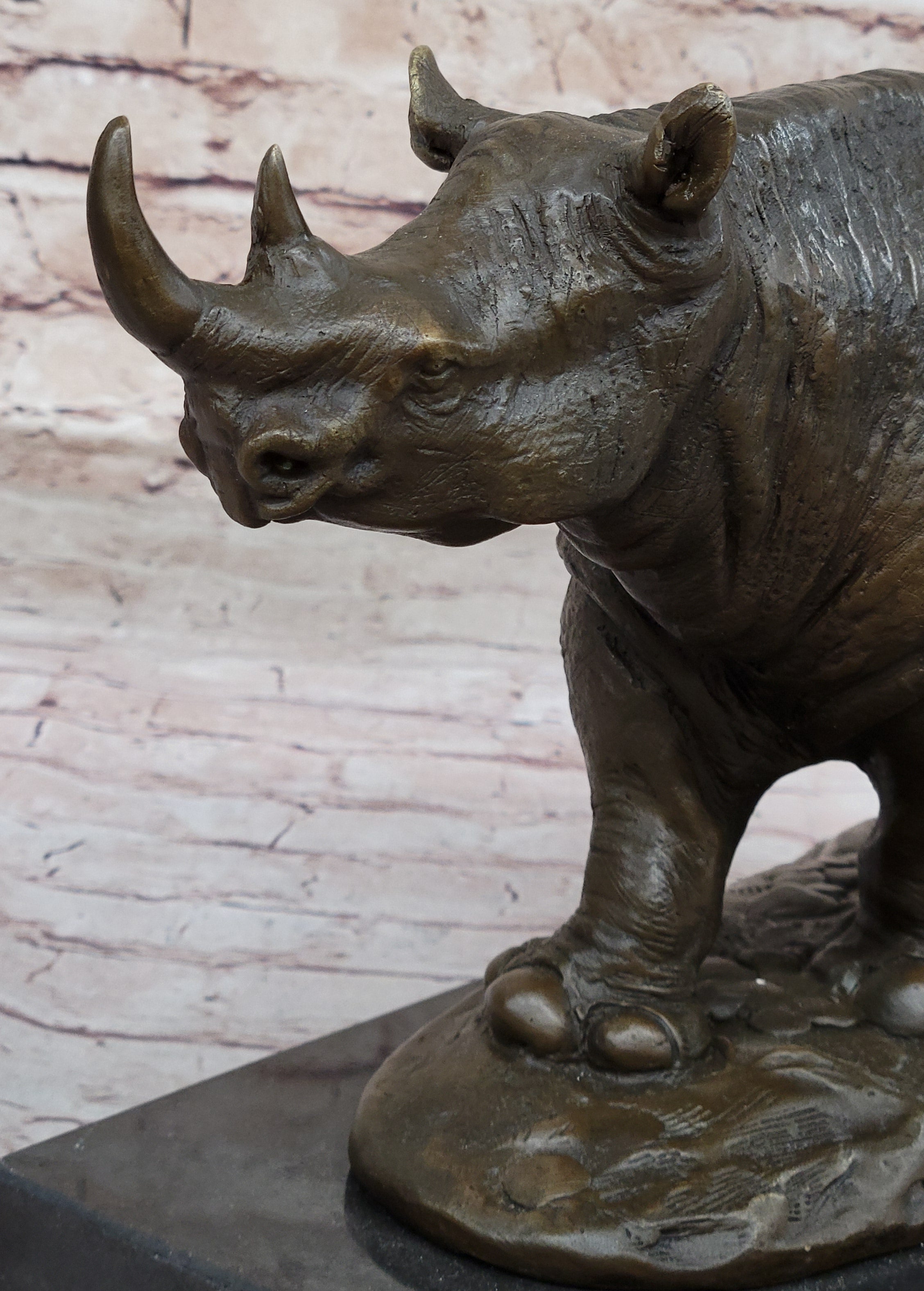 Rhinoceros Rhino Safari Wildlife Bronze Sculpture Statue Original Signed Art