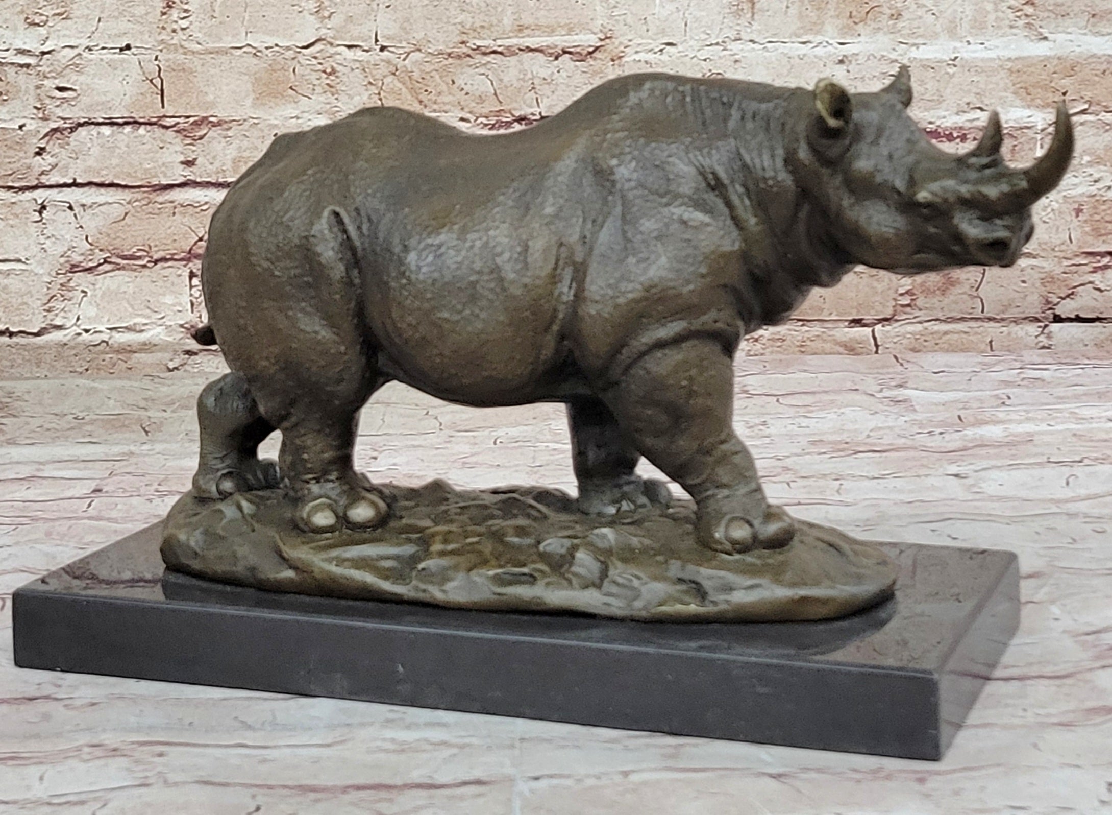 Rhinoceros Rhino Safari Wildlife Bronze Sculpture Statue Original Signed Art