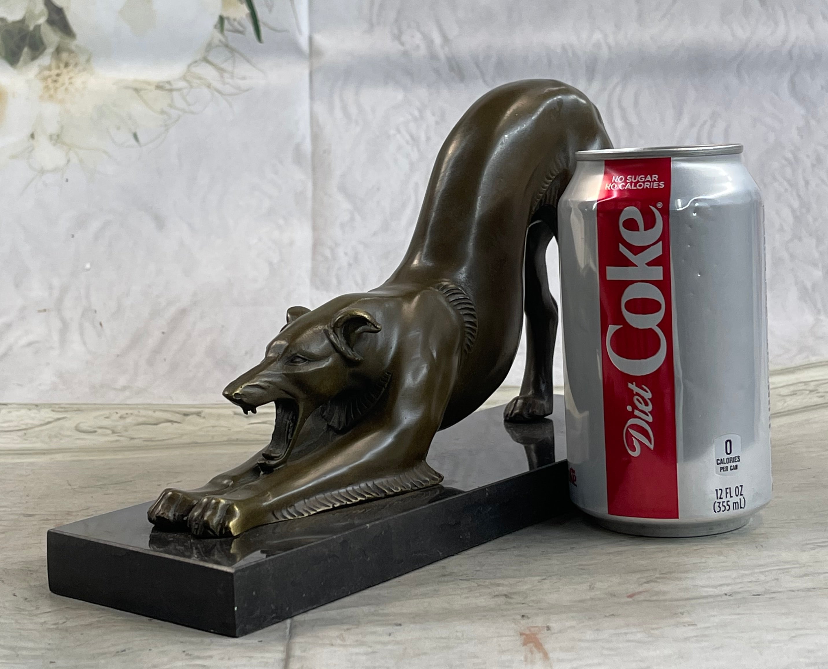 Greyhound or Saluki Racing Dog Bronze Statue Sculpture Figure on Marble Base 6" x 10"