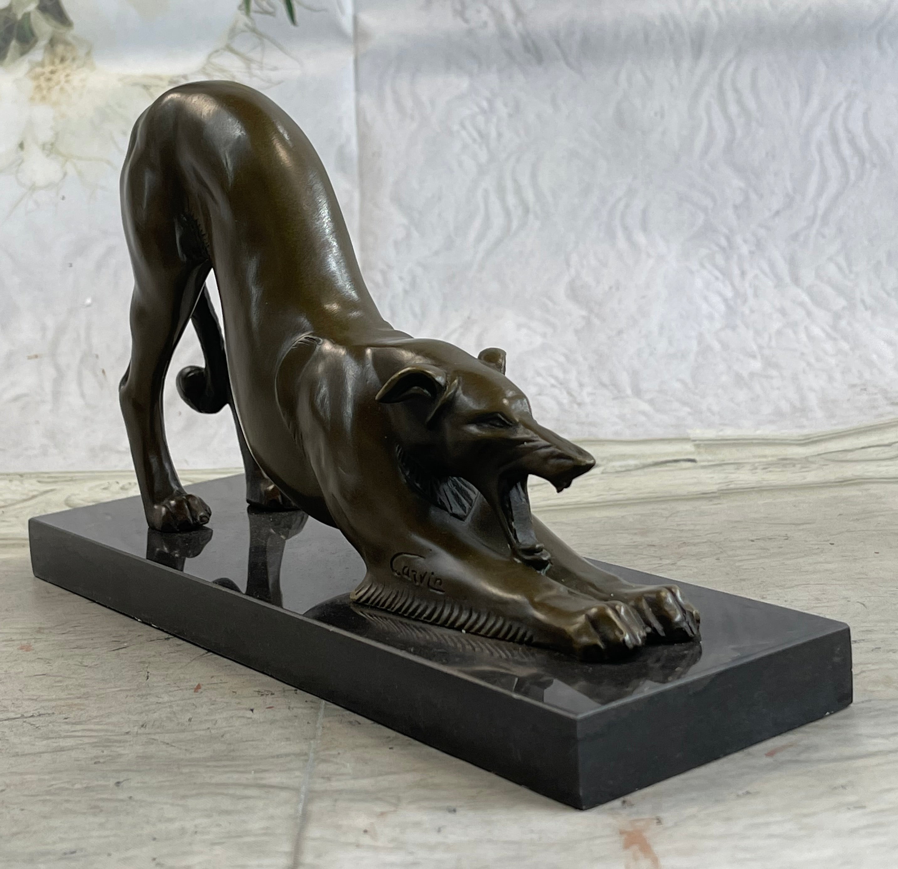 Greyhound or Saluki Racing Dog Bronze Statue Sculpture Figure on Marble Base 6" x 10"
