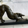 Greyhound or Saluki Racing Dog Bronze Statue Sculpture Figure on Marble Base 6" x 10"