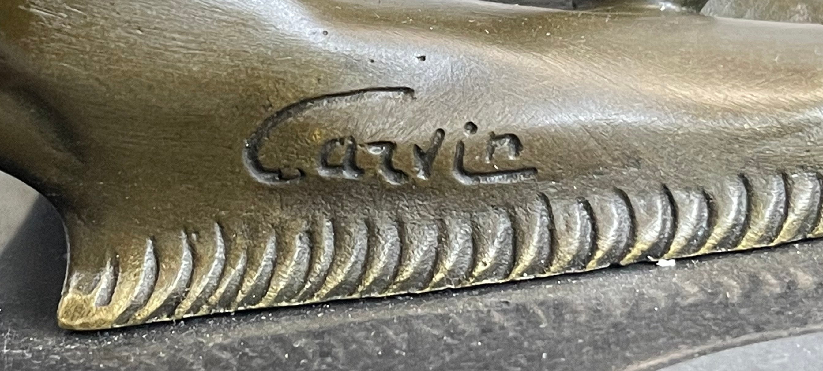 Greyhound or Saluki Racing Dog Bronze Statue Sculpture Figure on Marble Base 6" x 10"