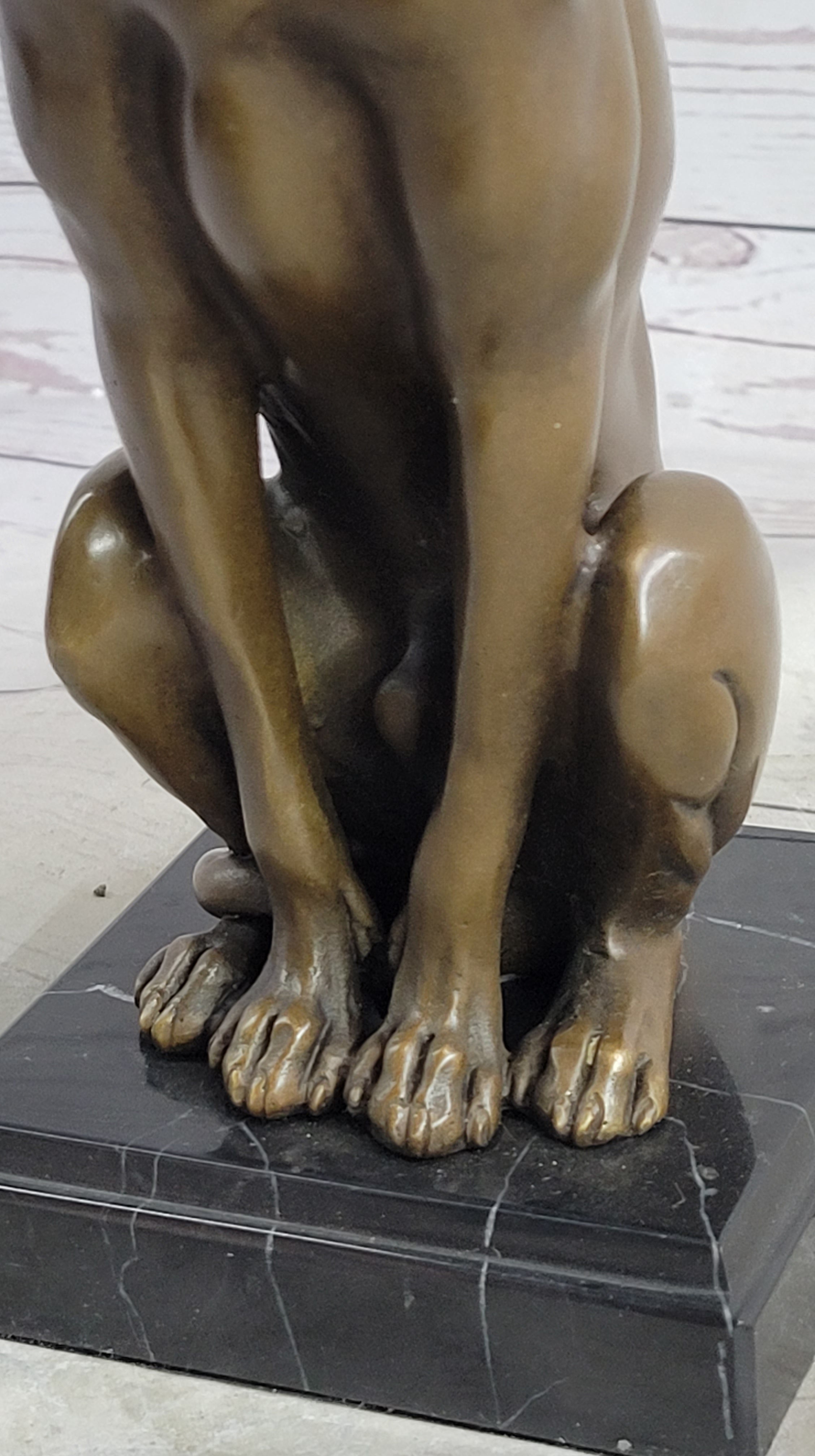 Greyhound Guardian Dog Bronze Metal Statue Sculpture Signed on Marble Base