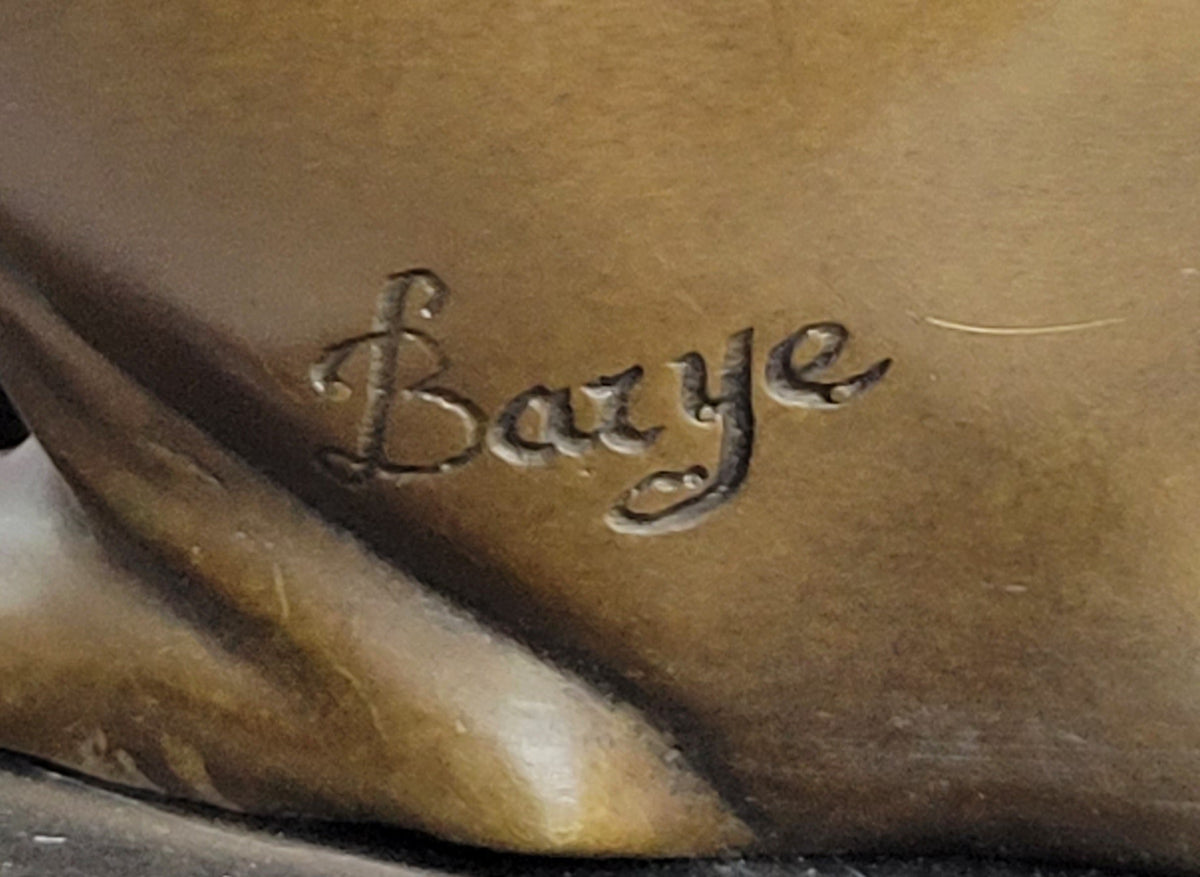 Greyhound Guardian Dog Bronze Metal Statue Sculpture Signed on Marble Base