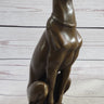 Greyhound Guardian Dog Bronze Metal Statue Sculpture Signed on Marble Base