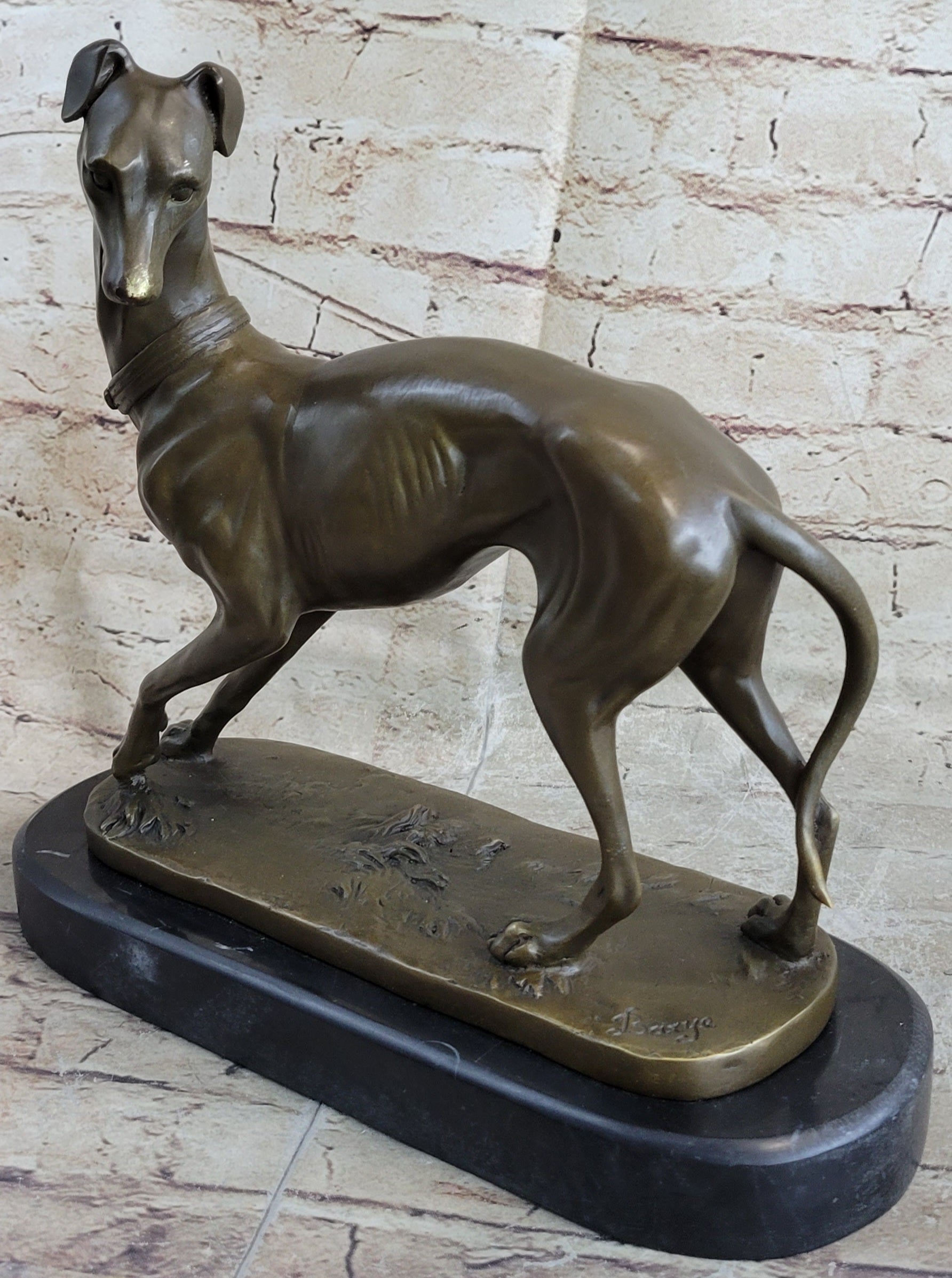 Handmade LARGE Bronze of a Whippet Greyhound Dog Classic Masterpiece Figurine