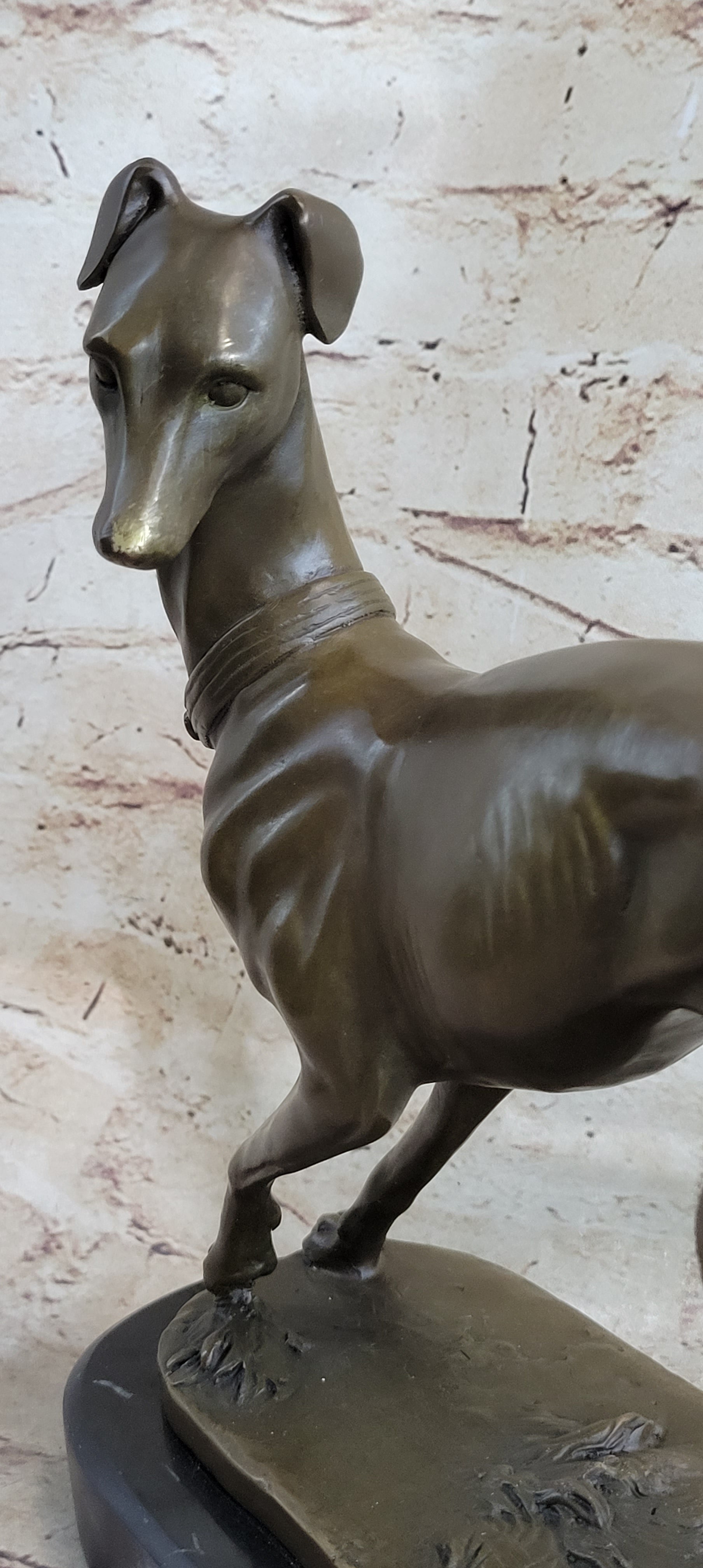 Handmade LARGE Bronze of a Whippet Greyhound Dog Classic Masterpiece Figurine