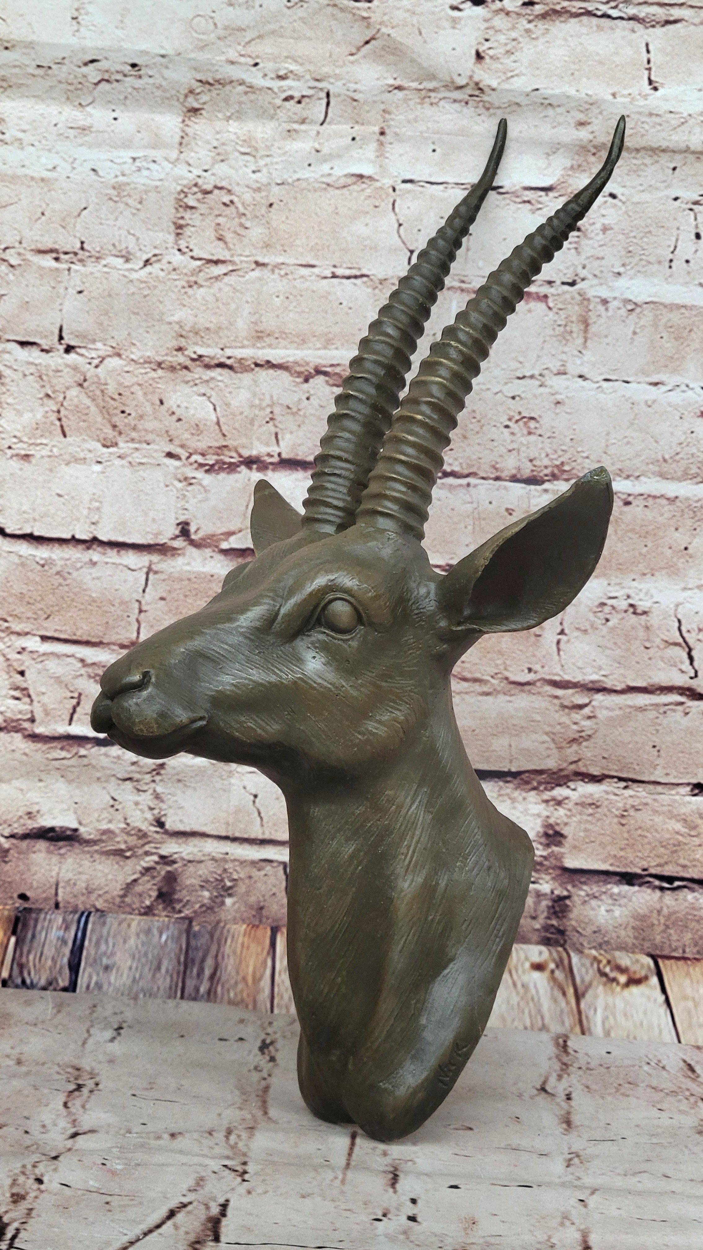 Graceful Gazelle Bronze Sculpture Bust with Intricate Details - Wall Mounted