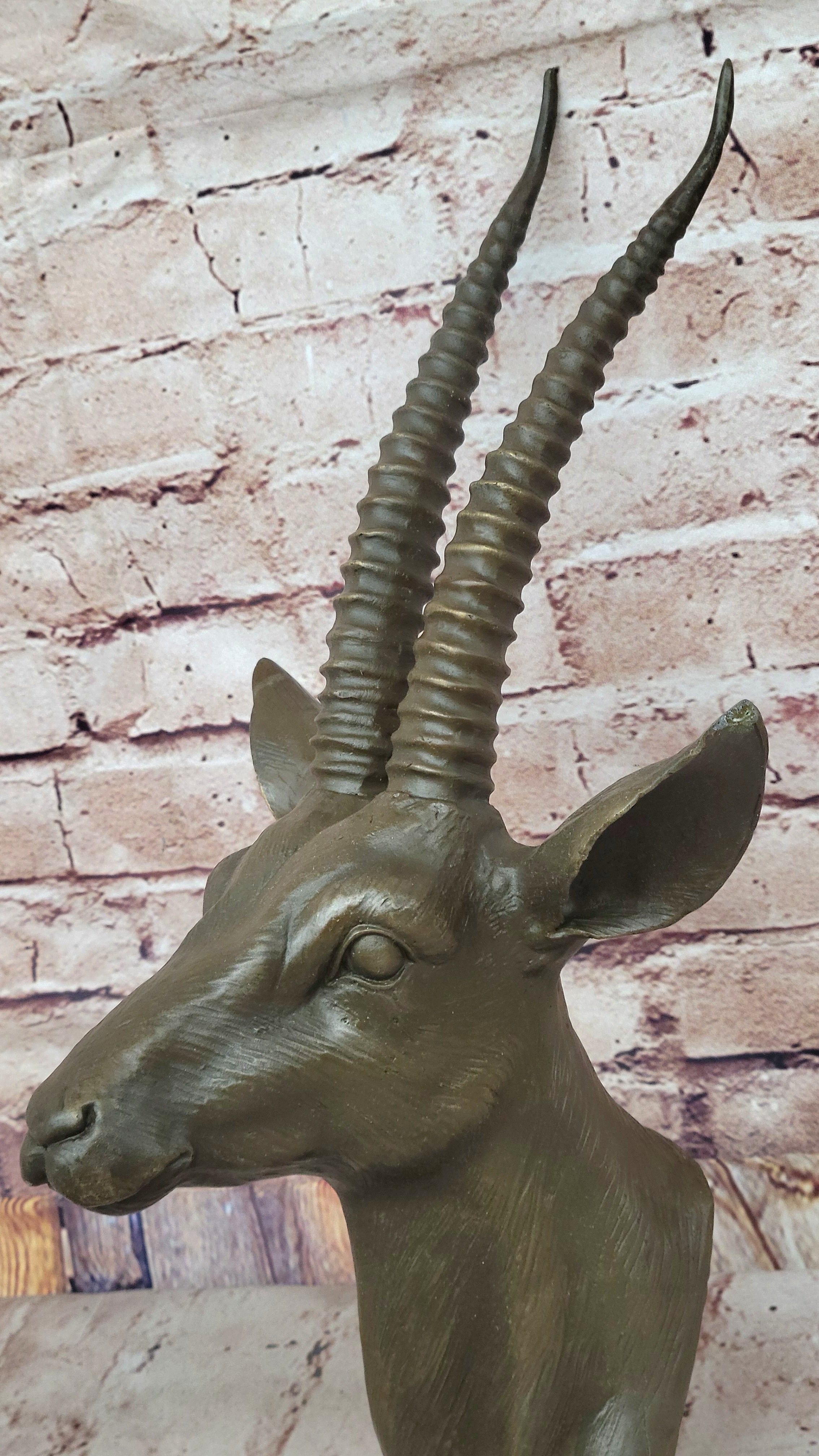 Graceful Gazelle Bronze Sculpture Bust with Intricate Details - Wall Mounted
