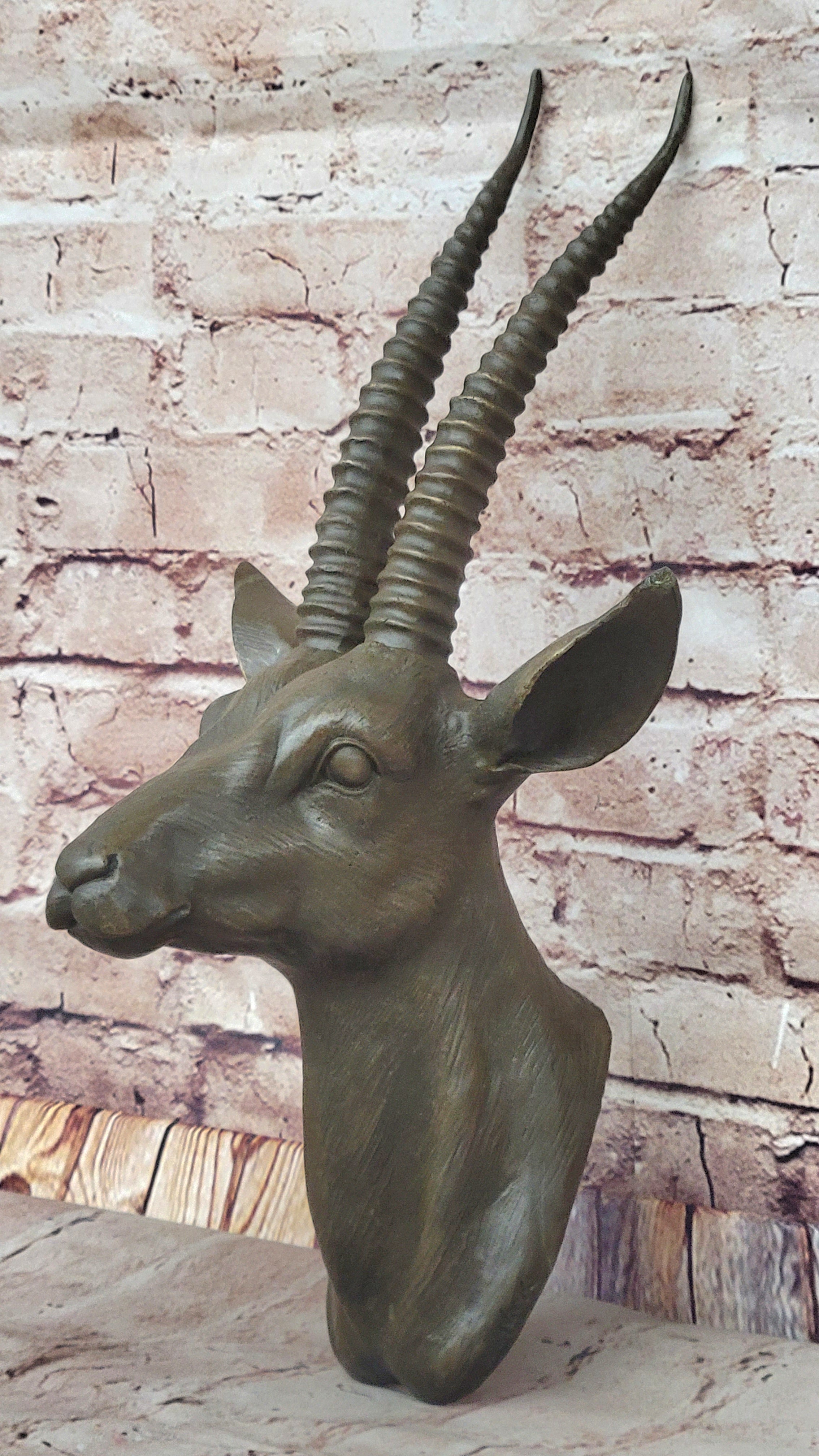 Graceful Gazelle Bronze Sculpture Bust with Intricate Details - Wall Mounted