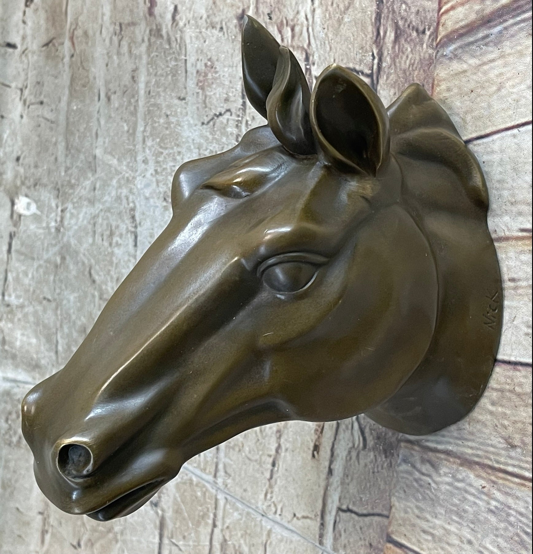 Signed Original Thomas Wall Mount Horse Head Bust Bronze Sculpture Art Deco Sale