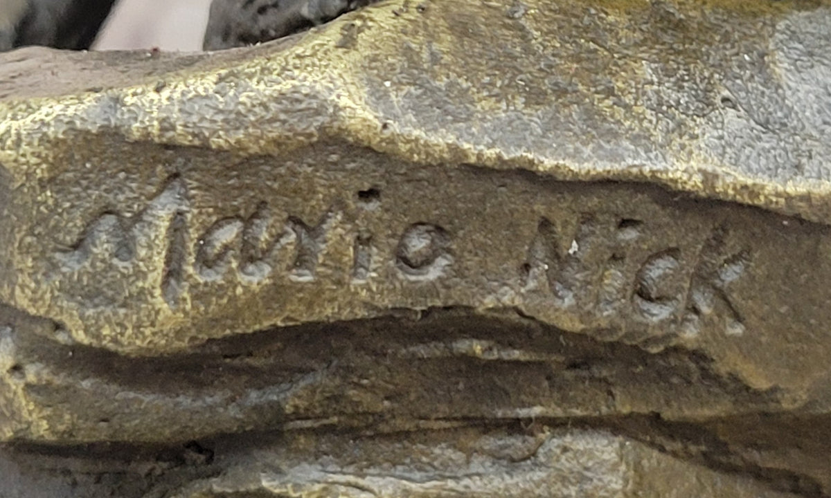 Bear Standing on Boulder Bronze Metal Statue Sculpture Figure on Marble Base
