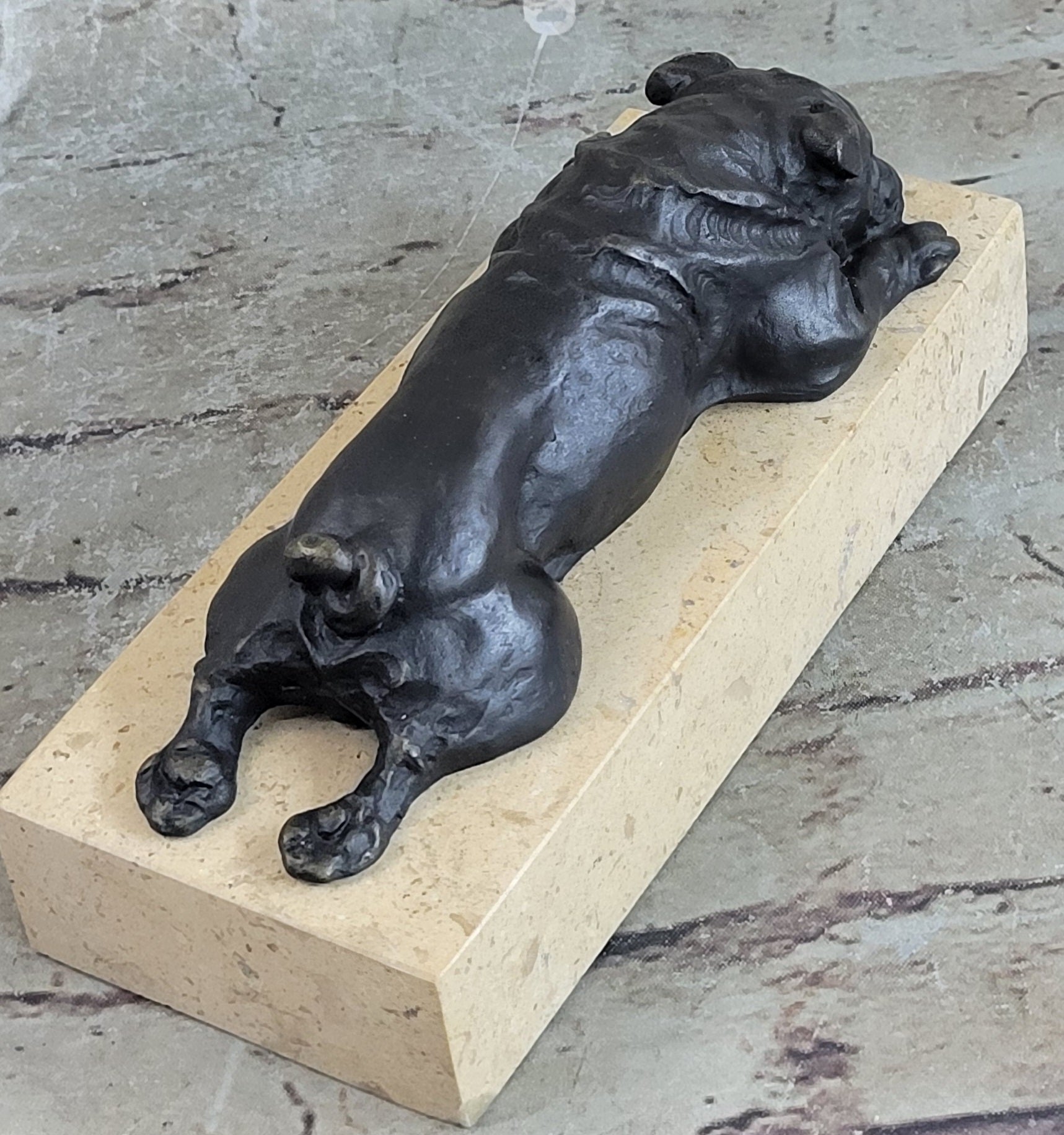 Art Deco English Bulldog Dog 100% Solid Bronze Sculpture Statue Home Decor