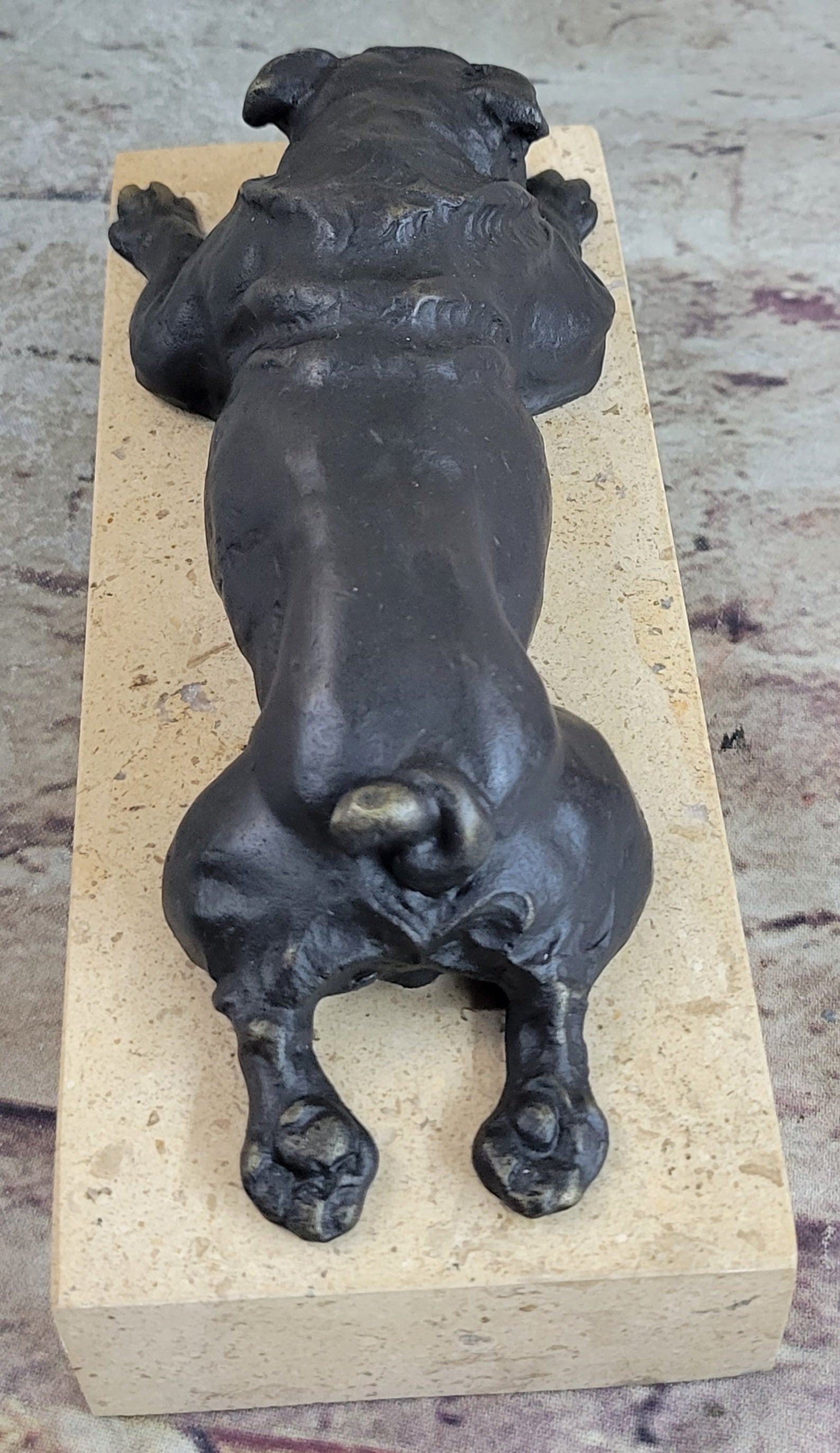 Art Deco English Bulldog Dog 100% Solid Bronze Sculpture Statue Home Decor