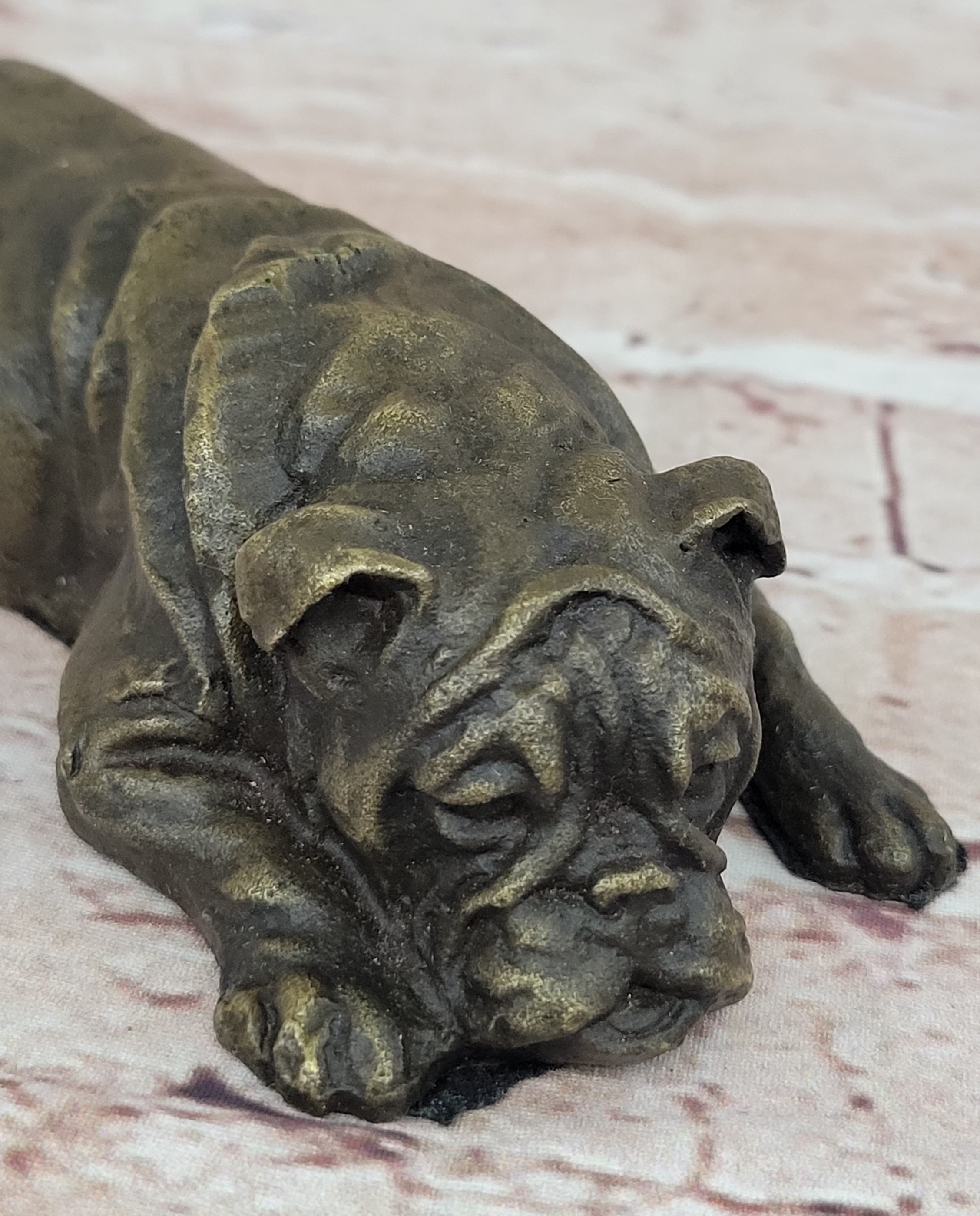 Hot Cast Bronze Bulldog Cute Puppy Pet Original Art Collectible Dog Art
