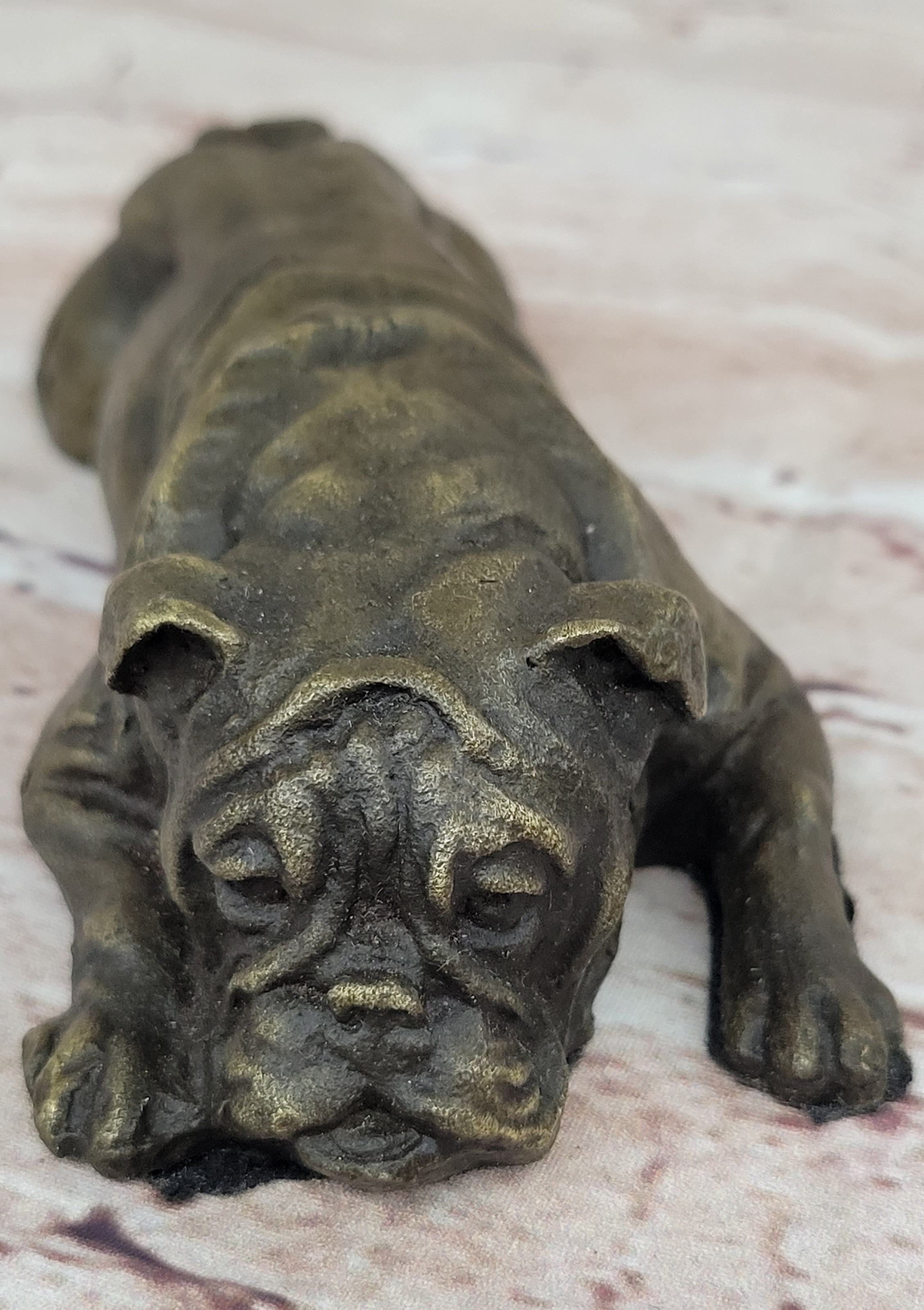 Hot Cast Bronze Bulldog Cute Puppy Pet Original Art Collectible Dog Art