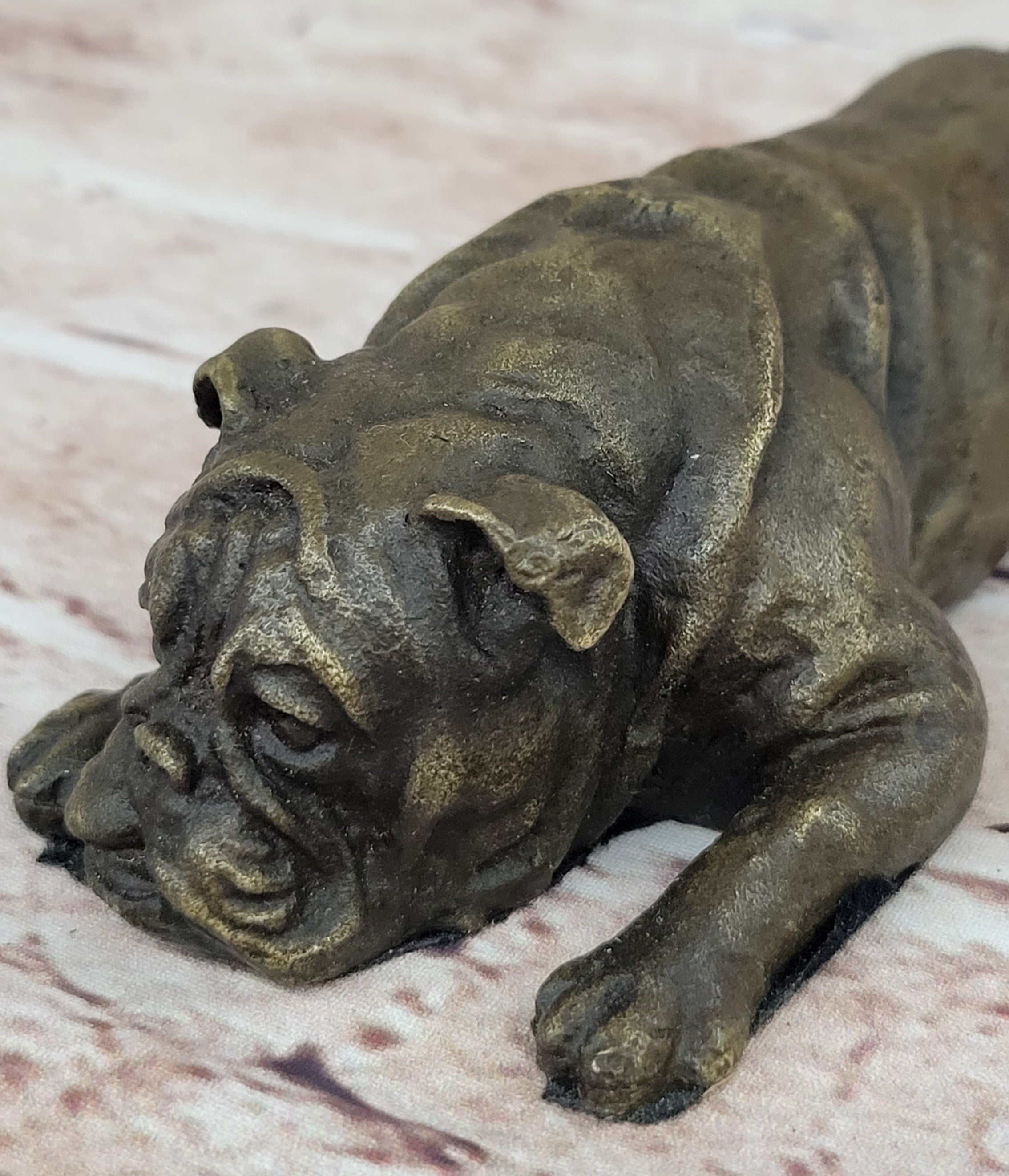 Hot Cast Bronze Bulldog Cute Puppy Pet Original Art Collectible Dog Art