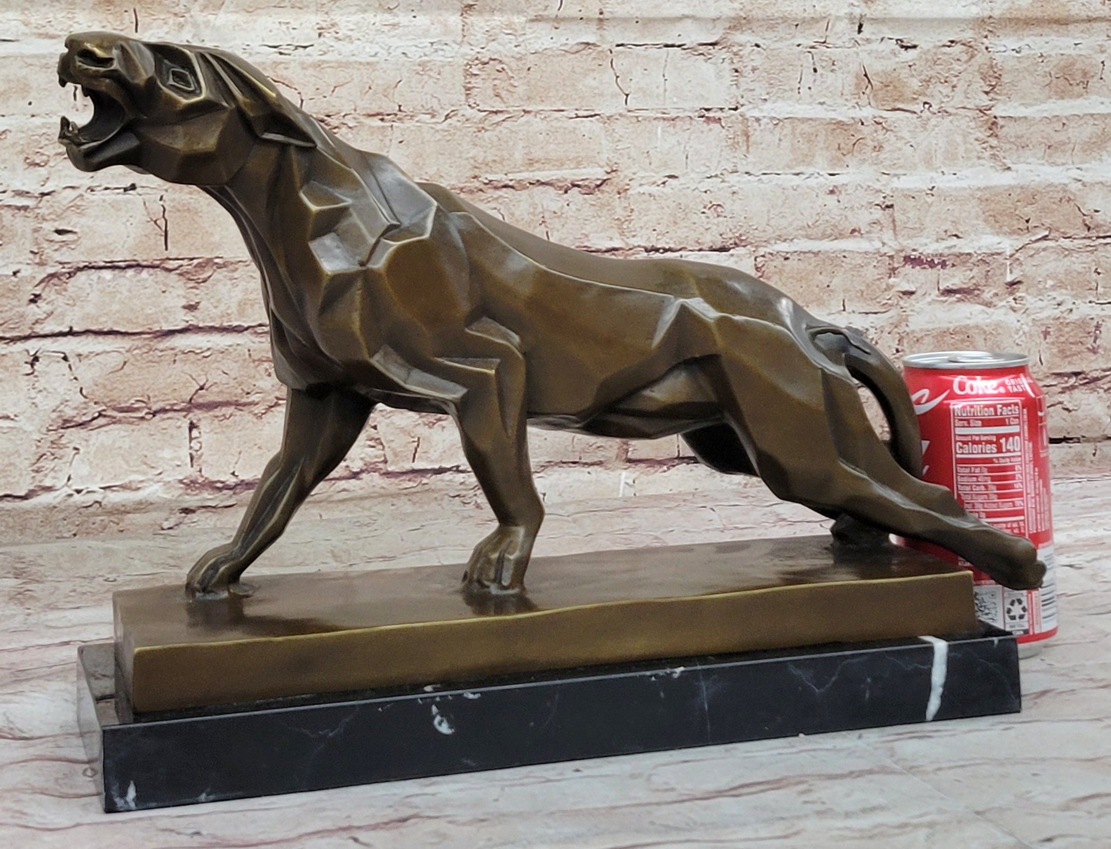 Henry Moore Modern Art Abstract Jaguar Panther Cougar Lion Bronze Sculpture