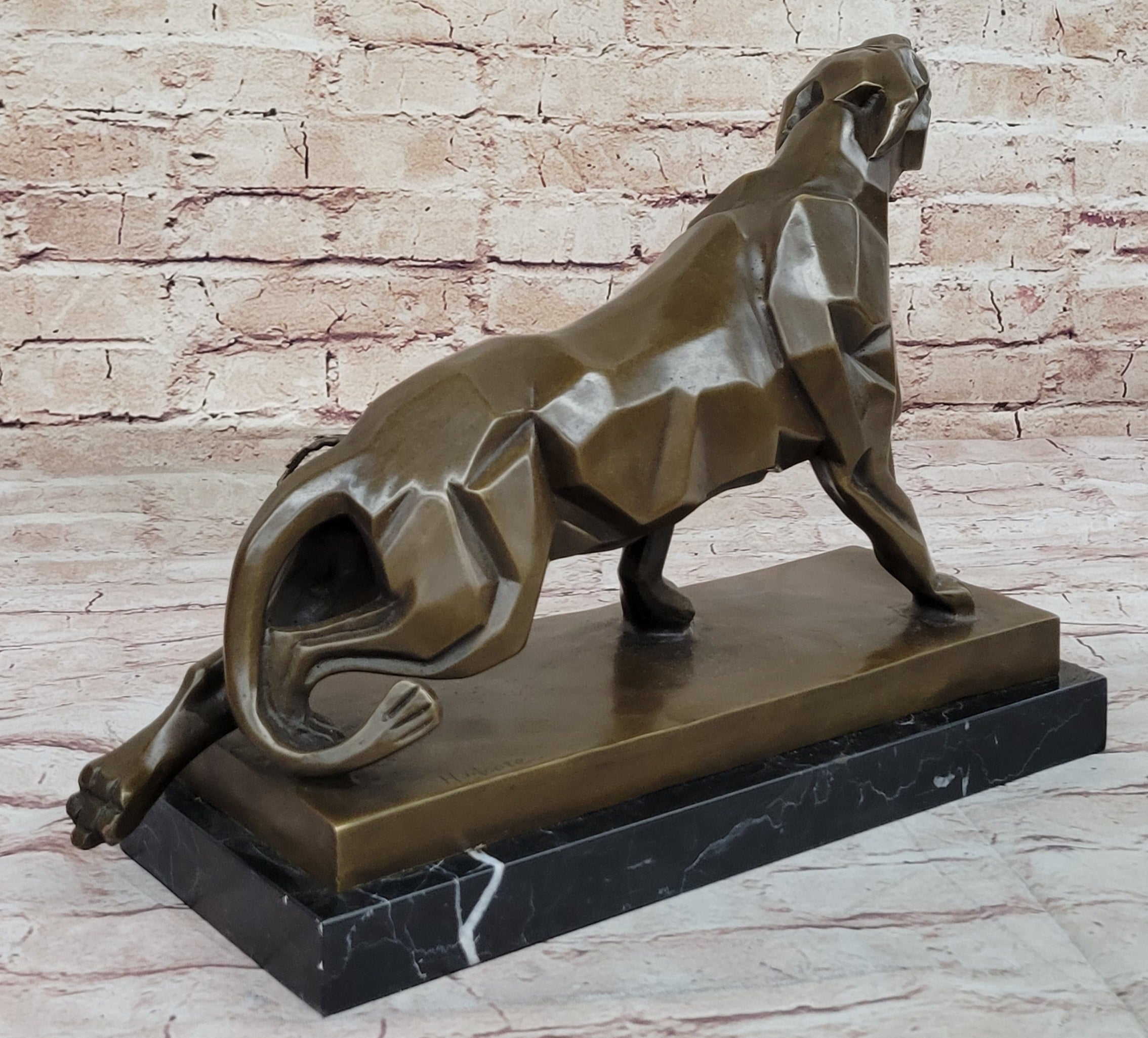 Henry Moore Modern Art Abstract Jaguar Panther Cougar Lion Bronze Sculpture