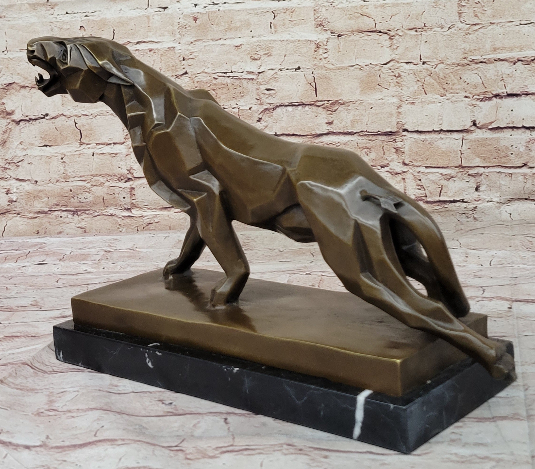 Henry Moore Modern Art Abstract Jaguar Panther Cougar Lion Bronze Sculpture