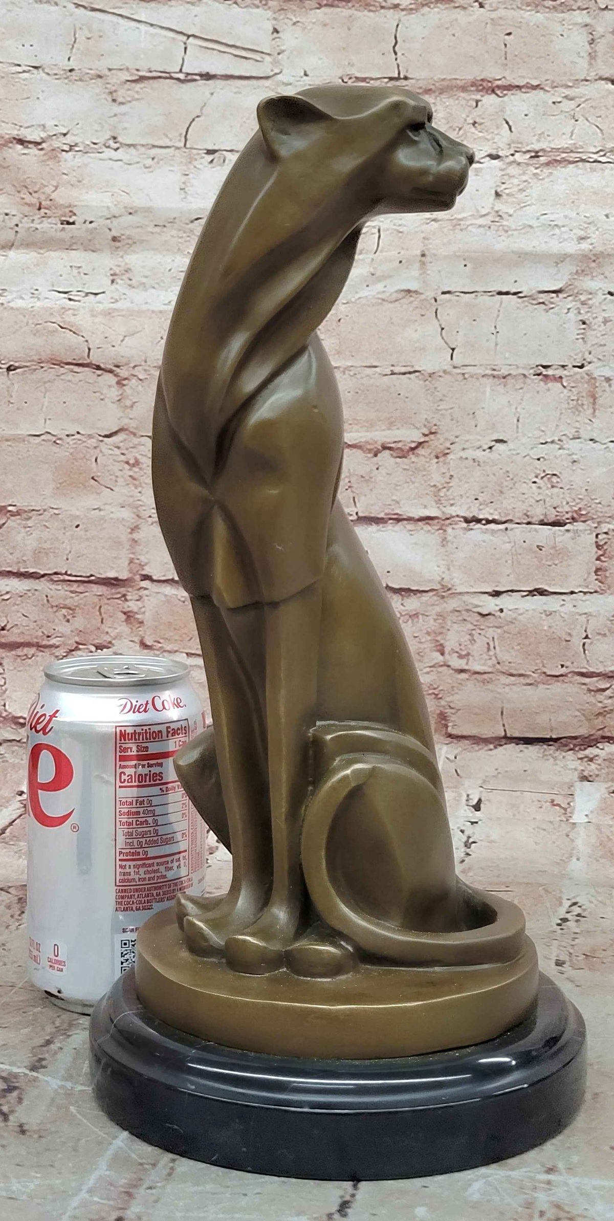 Art Deco Bronze Seated Cat Sculpture – Elegant Stylized Feline Statue