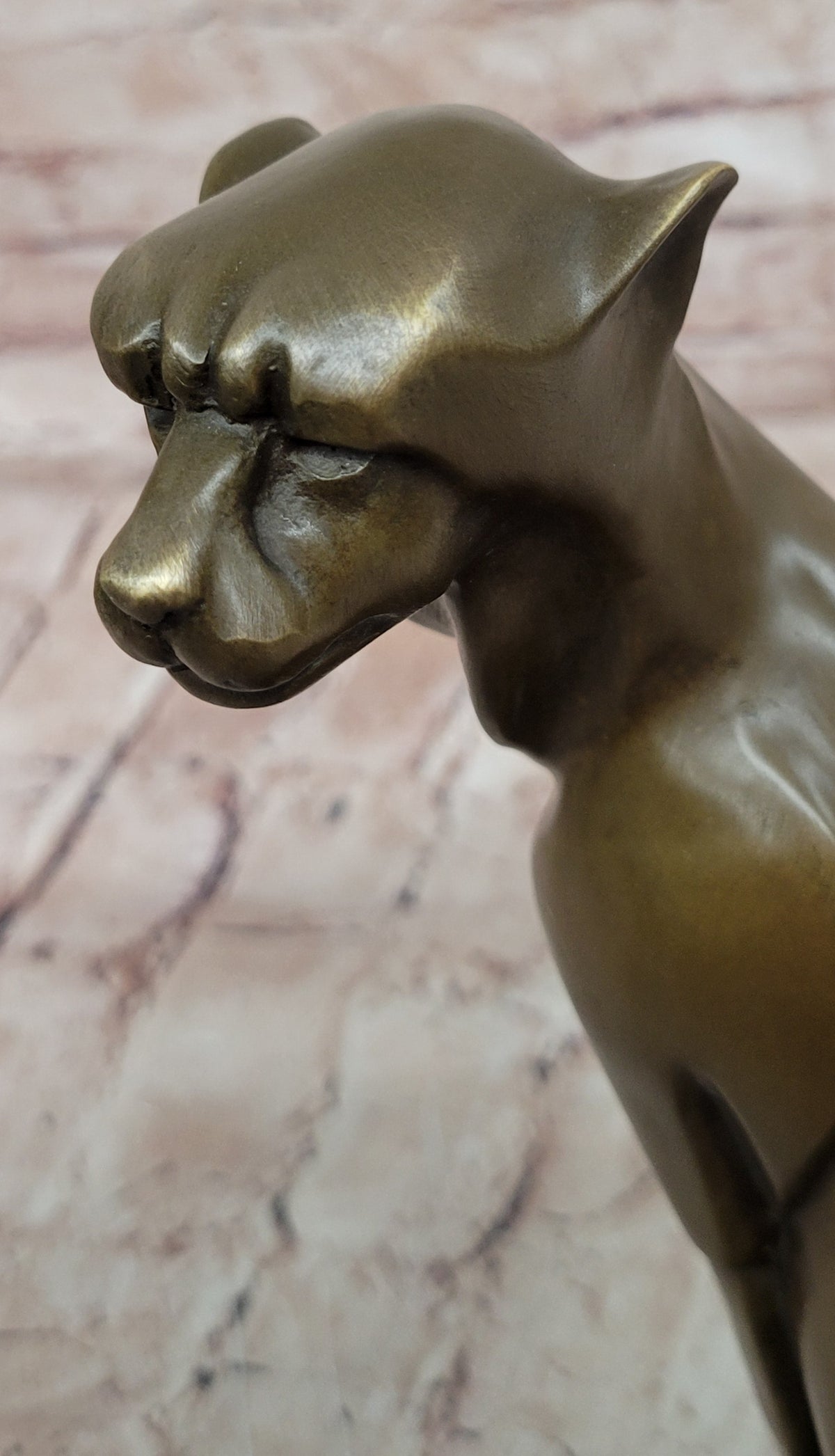 Art Deco Bronze Seated Cat Sculpture – Elegant Stylized Feline Statue