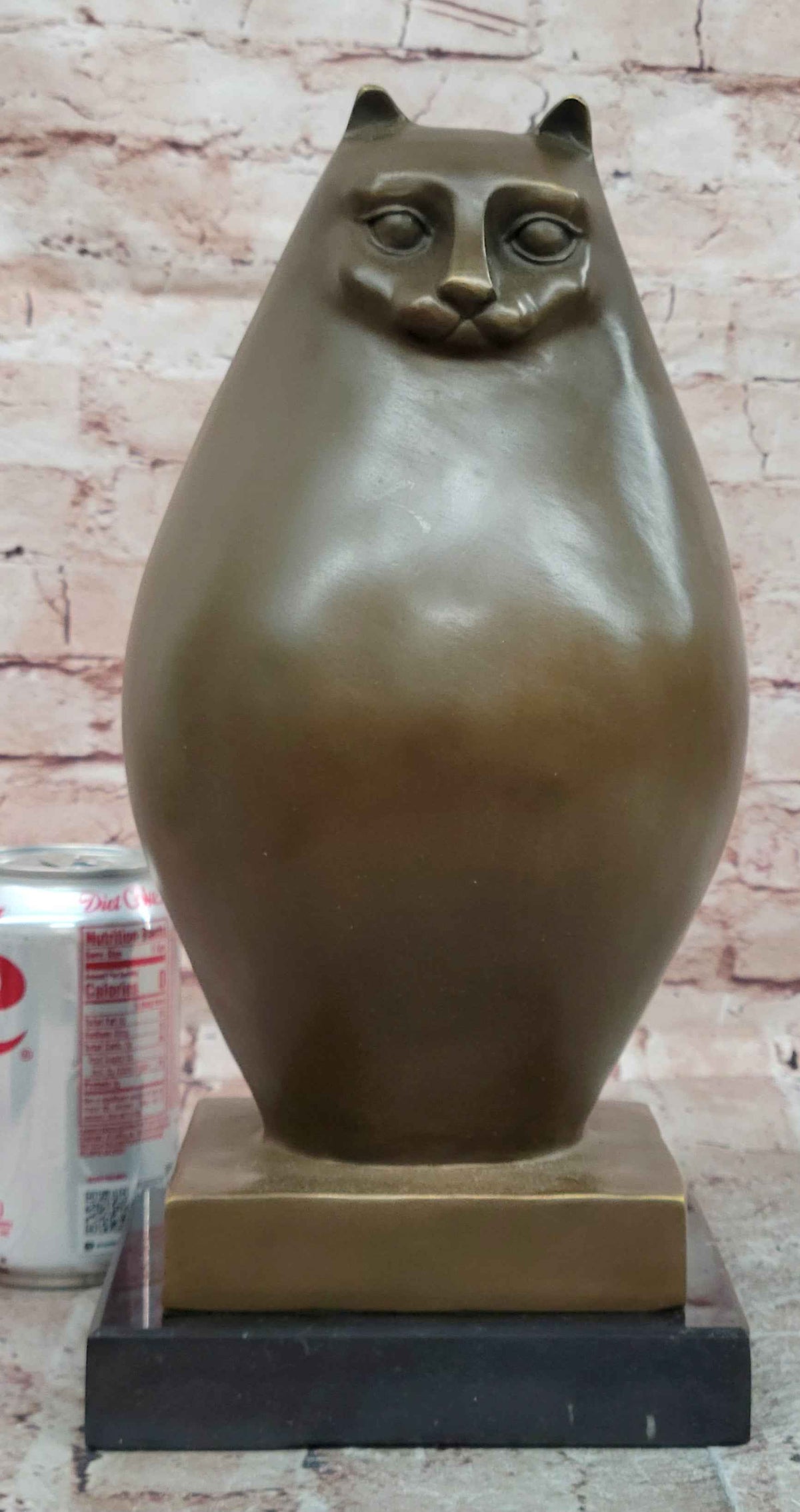Botero Modern Abstract Cat Bronze Sculpture with Minimalist Form