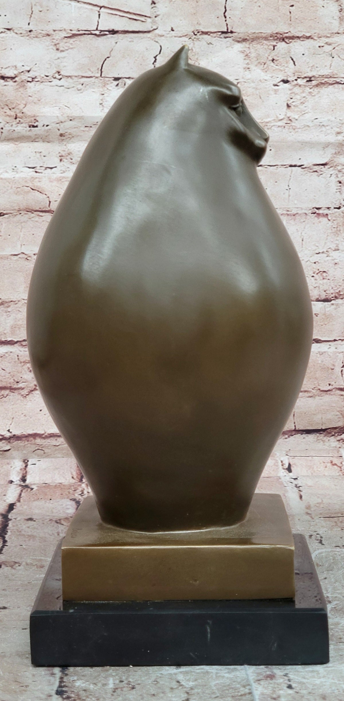 Botero Modern Abstract Cat Bronze Sculpture with Minimalist Form